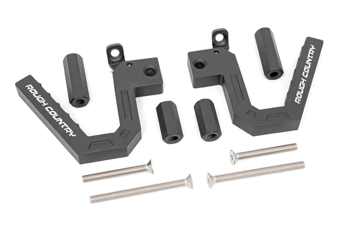 Rough Country Black Aluminum Front Grab Handles for Jeep Wrangler JK (2007-2018) - Heavy Duty Off-Road Accessories - Perfect for Climbing & Trail Riding