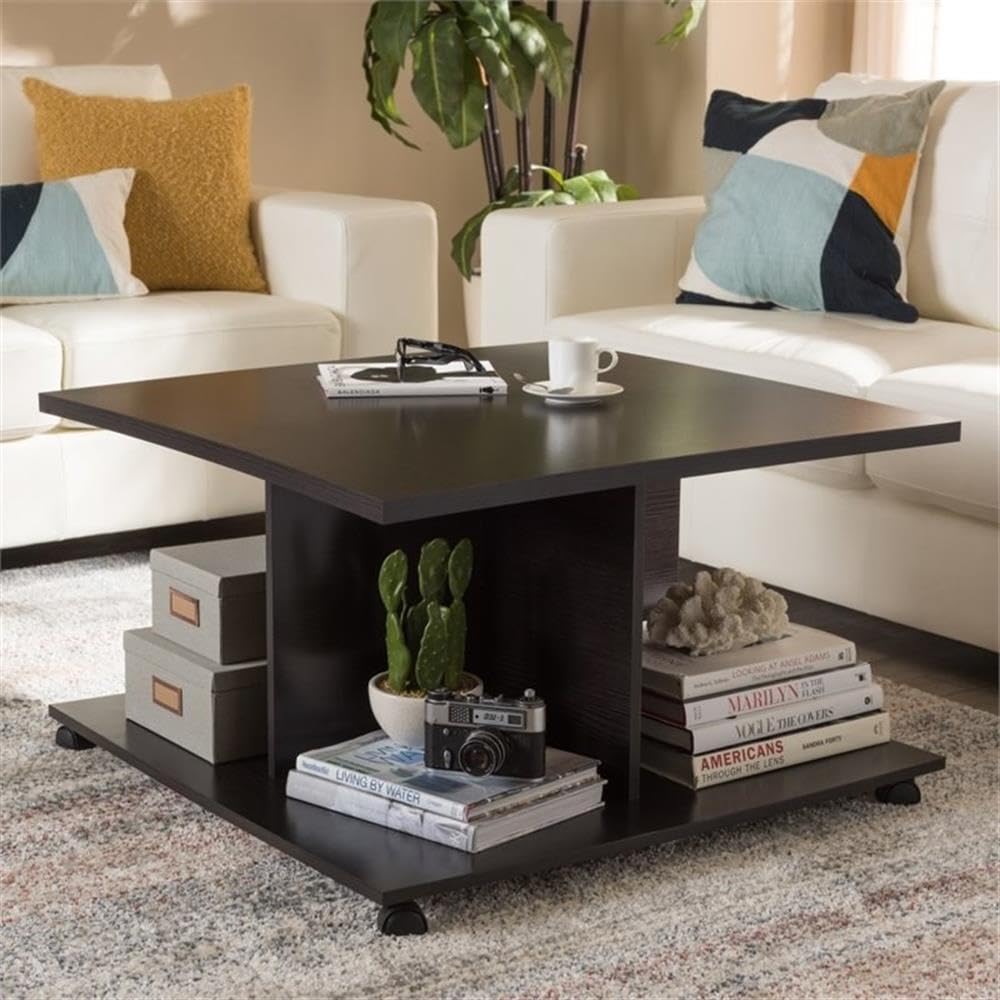 Modern Wenge Brown Coffee Table - Contemporary Living Room Furniture for Home & Office Decor