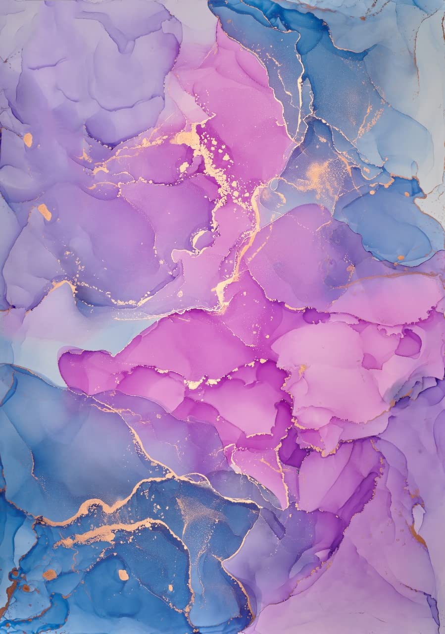 Purple Blue Gold Marble Pattern 6x9 Area Rug - Modern Abstract Non-Shedding Washable Carpet for Living Room, Bedroom, Dining Table & Home Office - Soft Large Floor Rug for Aesthetic Decor & Chic Spaces