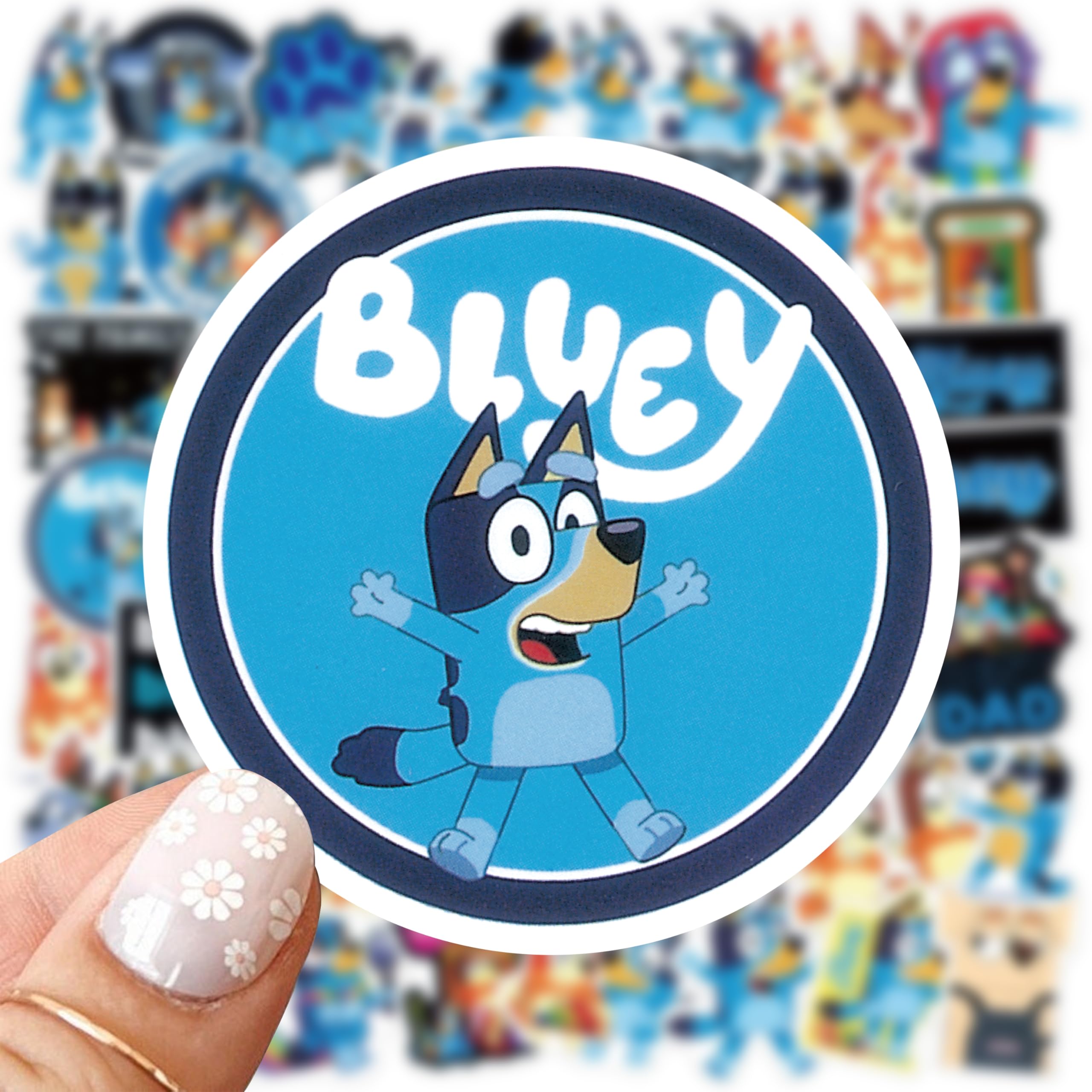 50pcs Cute Blue Dog Stickers - Cartoon Aesthetic Vinyl Waterproof Decals for Birthday Party Favors, Goodie Bags & Party Supplies | Perfect for Kids' Room Decor, Laptop Stickers, Water Bottles & Scrapbooking