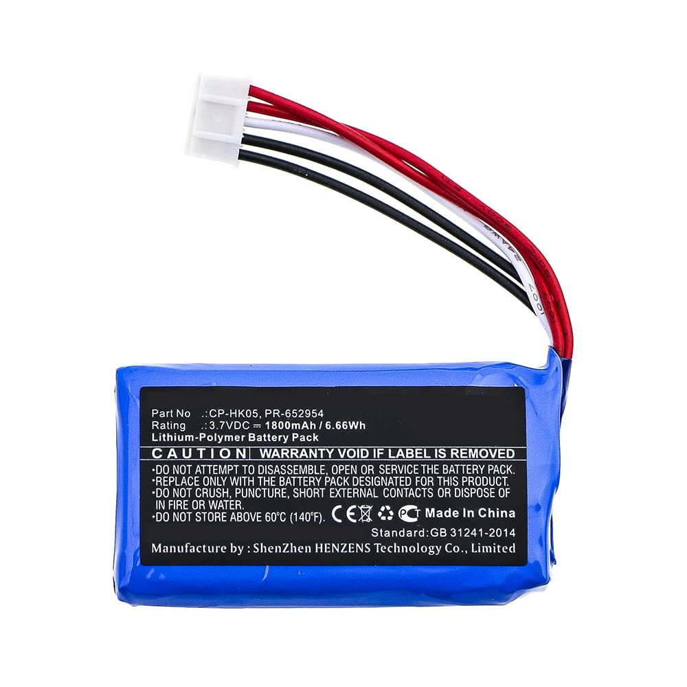 Synergy Digital Speaker Batteries - 3-Pack Li-Polymer 3.7V 1800mAh Replacement Battery for Harman/Kardon PR-652954 Speaker | Long-Lasting Power for Home Audio, Parties & Outdoor Entertainment