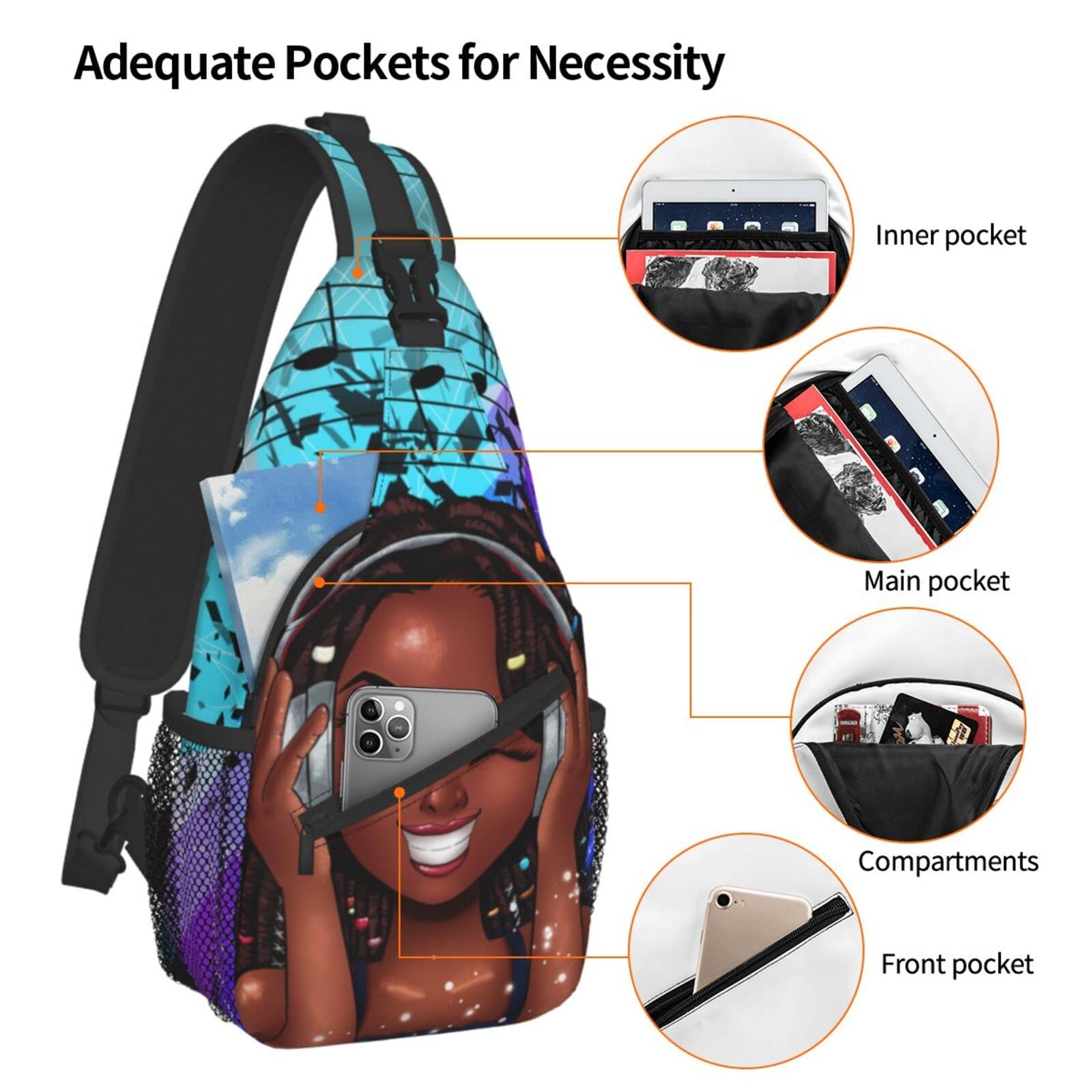 Women's Crossbody Sling Bag - Lightweight Chest Backpack for Travel, Hiking & Sports - Unisex Shoulder Daypack for Running, Climbing & Casual Use - Includes Glasses Case - Perfect for Outdoor Adventures, Gym & Daily Commute