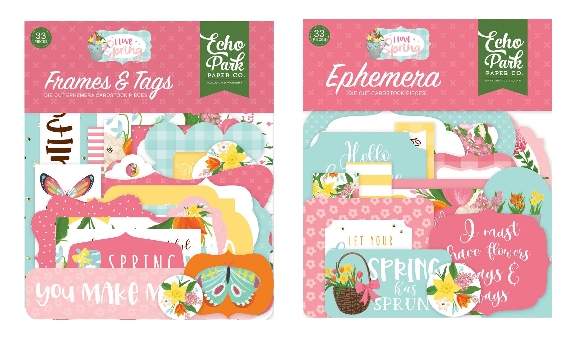 Echo Park Paper Collection Bundle - I Love Spring Icons Ephemera + Frames & Tags for Scrapbooking, Card Making, and Spring Crafts | Perfect for DIY Projects, Memory Keeping, and Seasonal Decorations