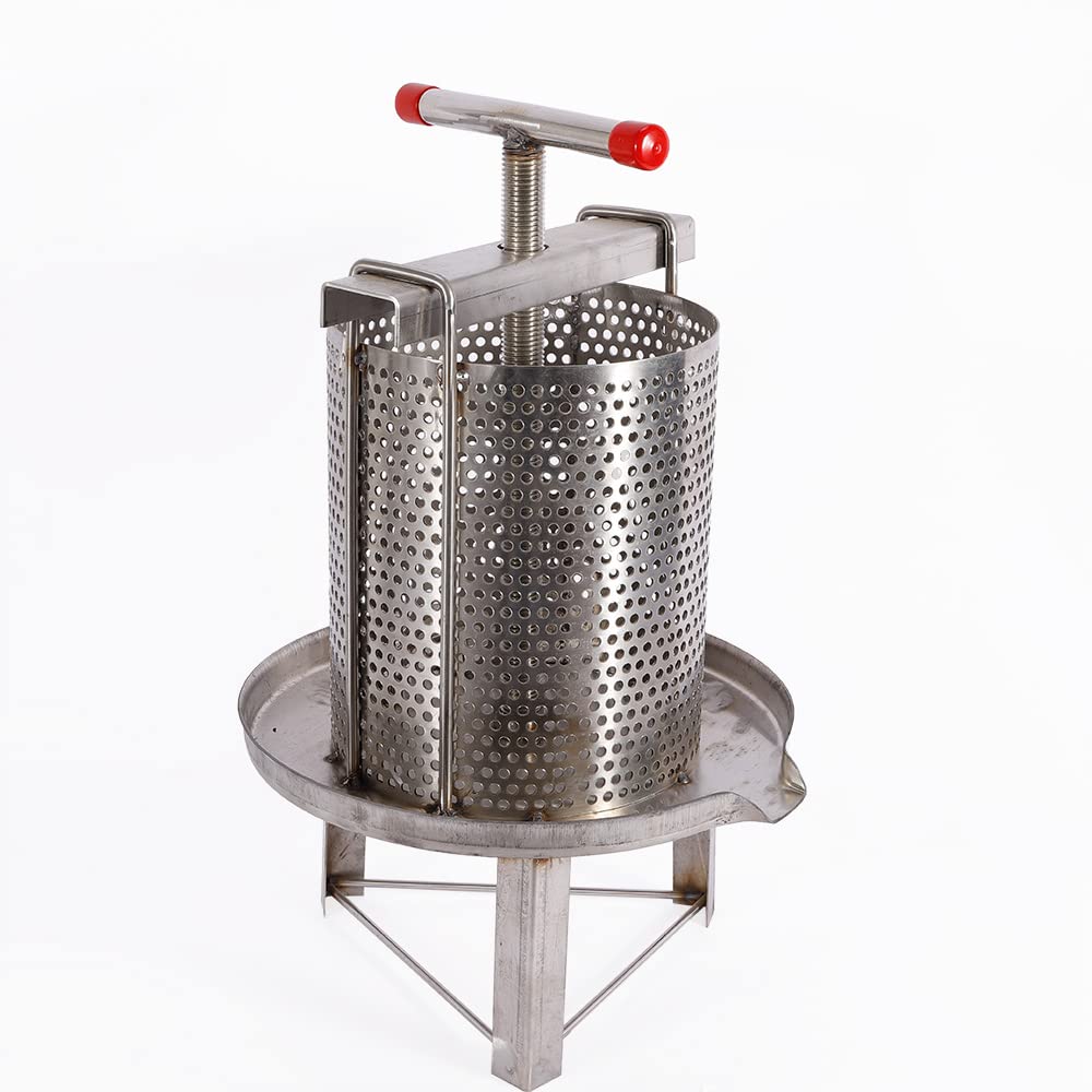 3.2 Gallon Fruit Wine Press - Manual Apple Cider & Honey Extractor for Beeswax, Juice Making - Perfect for Home Brewing, Winemaking & Natural Juice Extraction (Style 1)