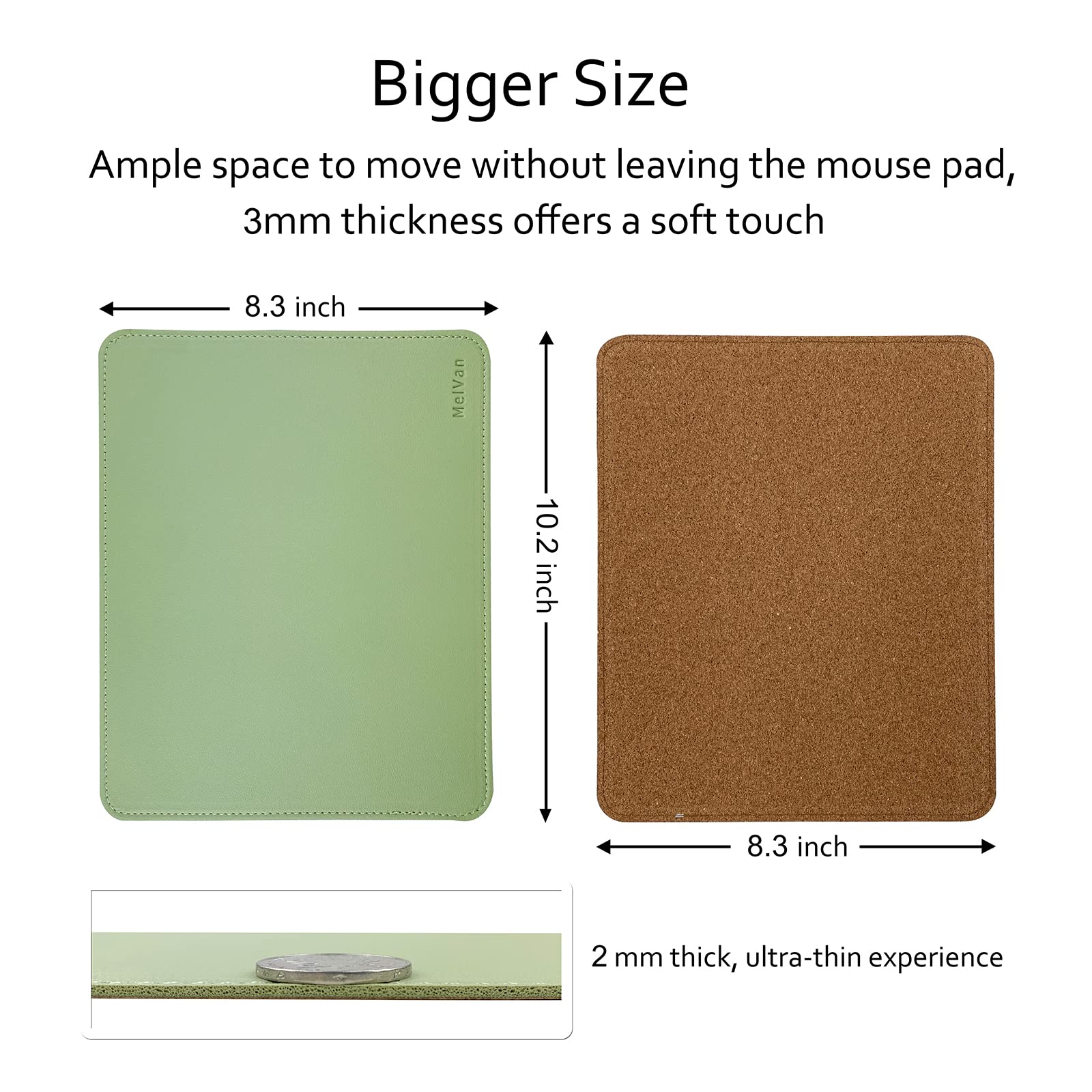 Premium PU Leather Mouse Pad with Stitched Edge - Wood Grain Design, Waterproof & Non-Slip Gaming Mouse Mat for Computer, Laptop, Office & Home Use - 10.2