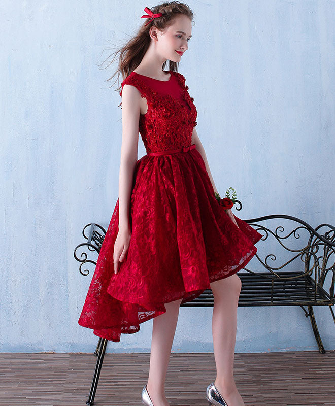 Burgundy Lace Short Prom Dress for Women - Elegant Homecoming Party Gown with Floral Lace Details | Perfect for Prom Night, Homecoming Dance, and Special Occasions