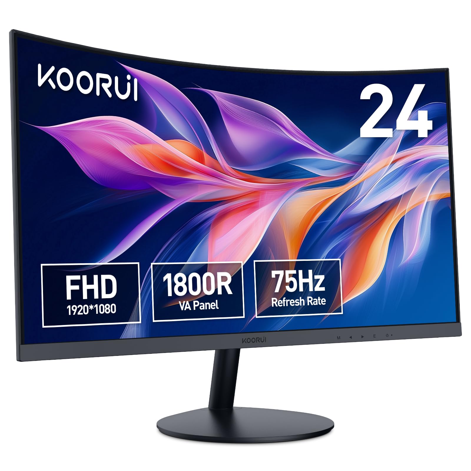 KOORUI 23.6 Inch FHD Curved Gaming Monitor - 1800R Curvature VA Panel, 60Hz Refresh Rate, HDMI & VGA Ports, Eye Care Technology, Adjustable Tilt - Perfect for Home Office, Gaming & Entertainment (Black, Model 24N5C)
