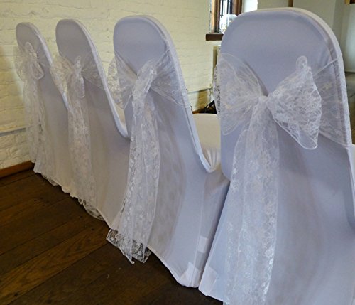 175-Piece Wedding Chair Lace Bow Sash Set - Elegant Ivory Chair Covers for Wedding, Party & Venue Decoration - Perfect for Bridal Showers, Receptions and Banquet Hall Decor