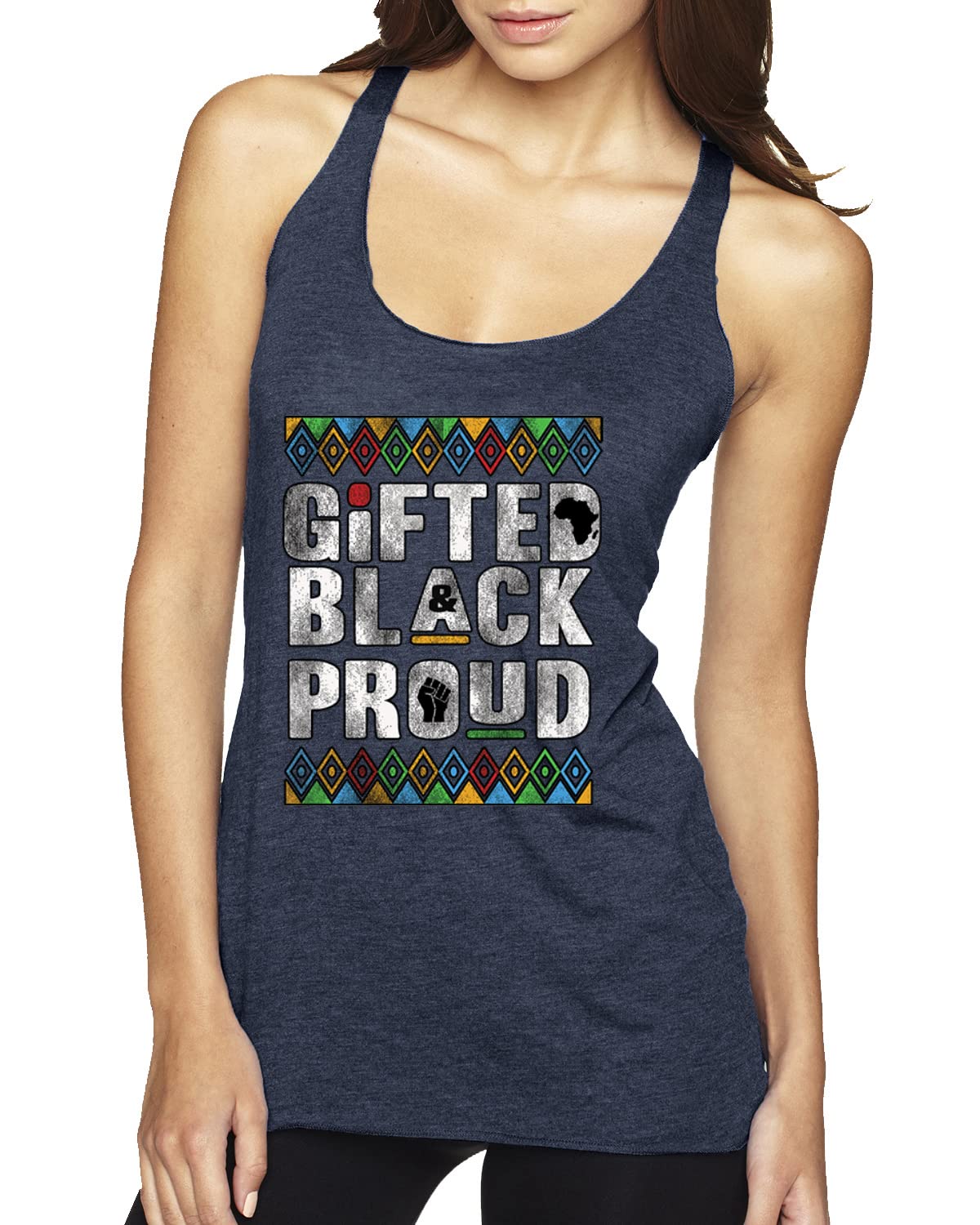 Black Pride Tri-Blend Racerback Tank Top - Gifted & Proud - Soft Comfort Fit for Women - Perfect for Gym, Workouts & Casual Wear