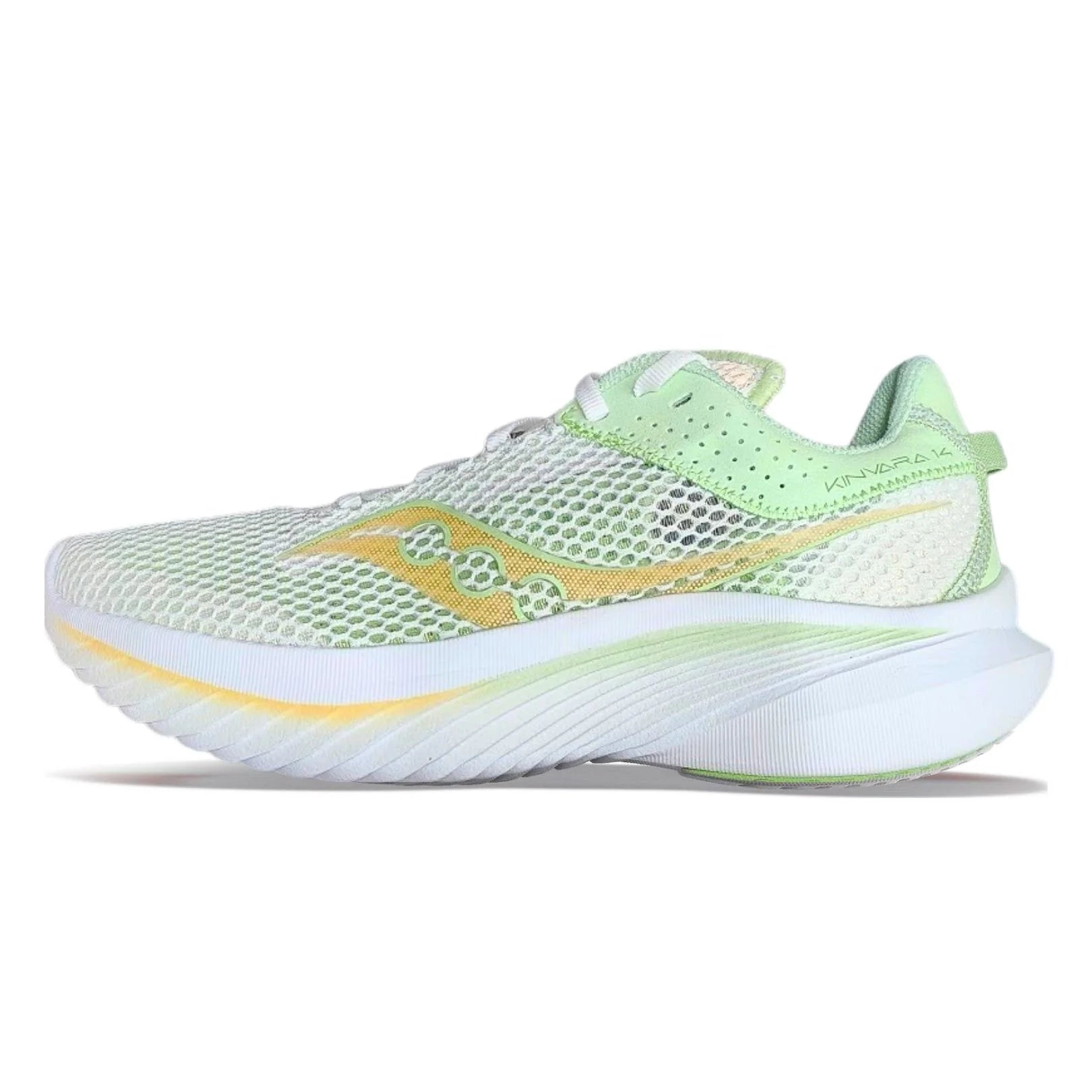 Saucony Women's Kinvara 14 Running Shoes - Lightweight & Cushioned for Road Running, Gym Workouts - White/Green Colorway