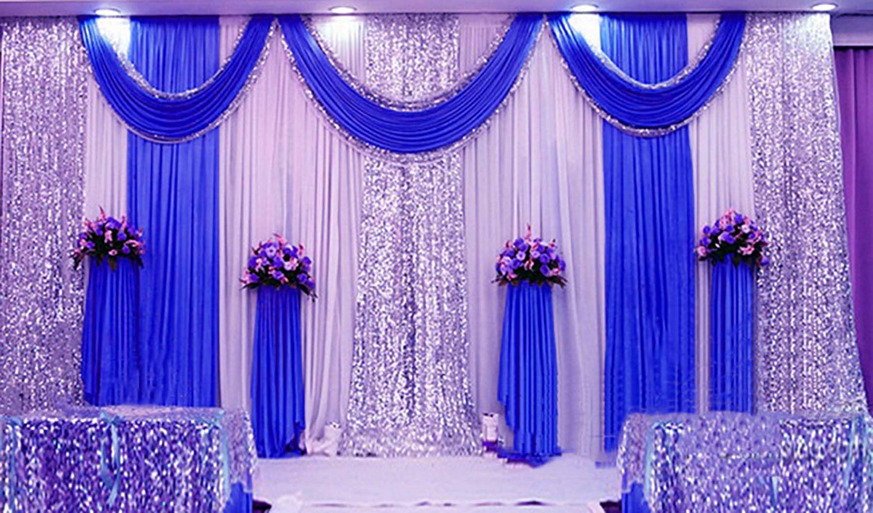 Royal Blue Silk Fabric Swag Curtain Backdrop - 20x10ft Wedding Stage Decorations, Birthday Party Drapes & Event Decor - Perfect for Ceremony Backdrops, Photo Booth Backgrounds, and Special Occasion Decorations