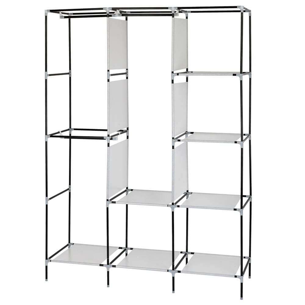 Metal Closet Wardrobe Organizer with Shelves - Portable Storage Cabinet for Clothes, Shoes & Bedroom Organization | Space-Saving Standing Closet & Wire Shelving Unit in Blue - Perfect for Small Spaces, Dorm Rooms & Apartment Living