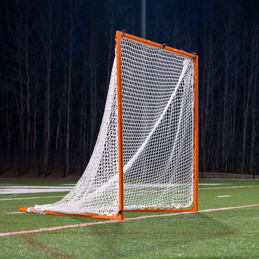 6x6x7 Feet High School Lacrosse Goal with 6mm White/Black Net - Durable Lacrosse Training Equipment for Backyard Practice & School Games