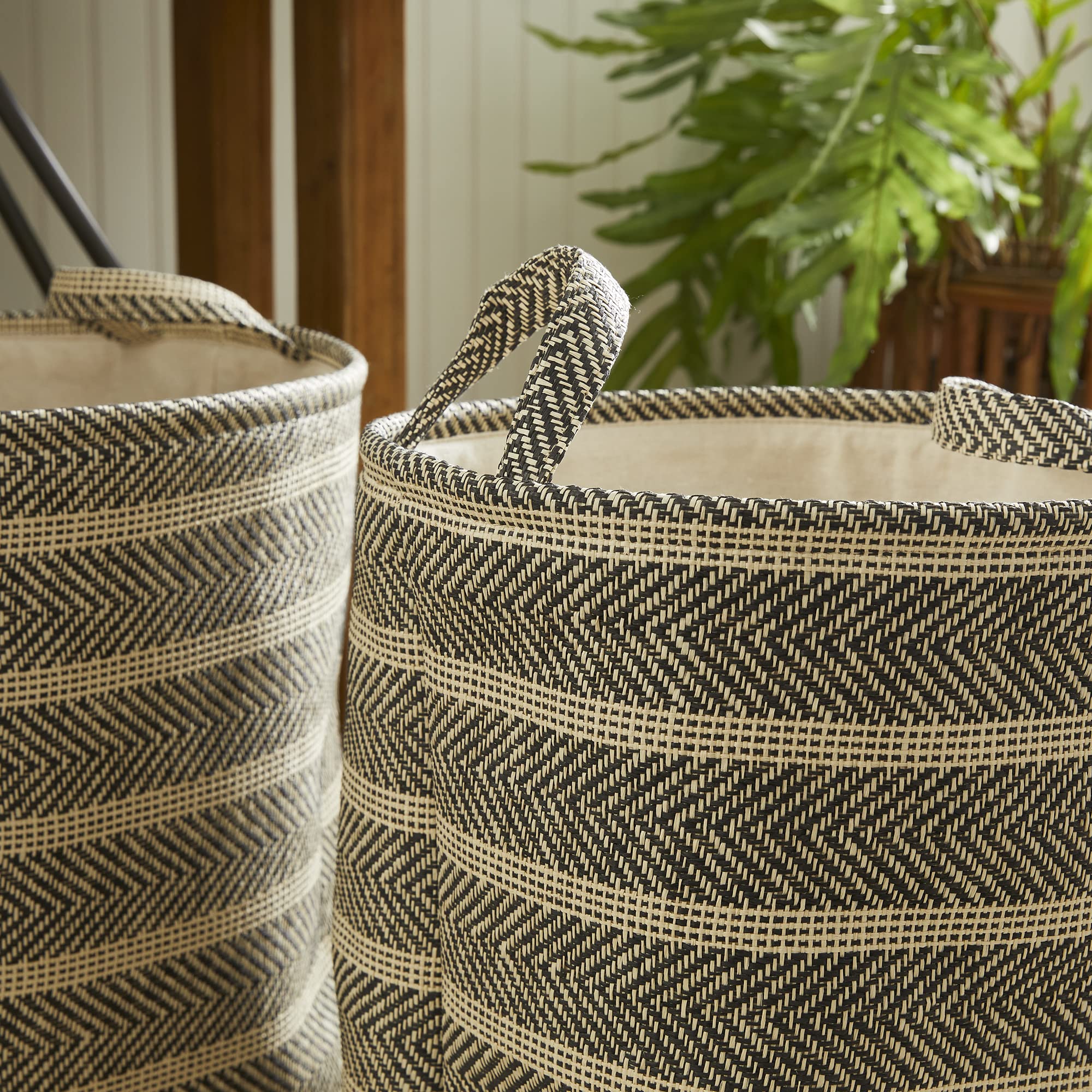 Napa Home Accents Marleigh Round Baskets Set of 2 - Woven Storage Bins for Home Organization, Laundry, Toys & Decor