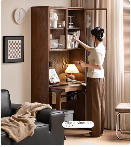 Solid Oak & Black Walnut Wood Computer Desk - Study Table with Bookshelf for Home Office, Gaming & Workspace Organization