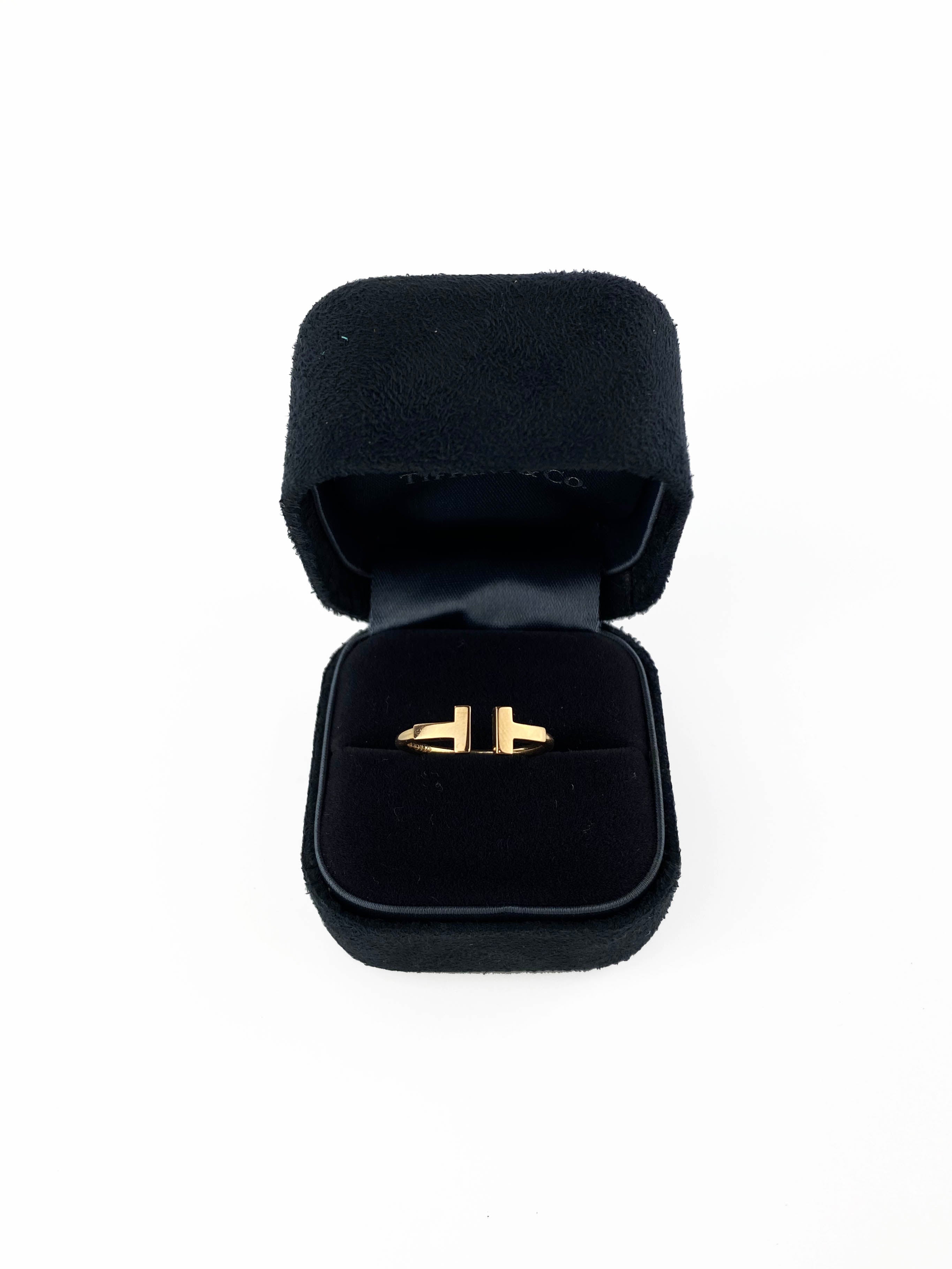 Tiffany & Co 18k Gold T Wire Ring for Women - Elegant 13mm Band Jewelry Gift for Anniversary, Birthday & Special Occasions