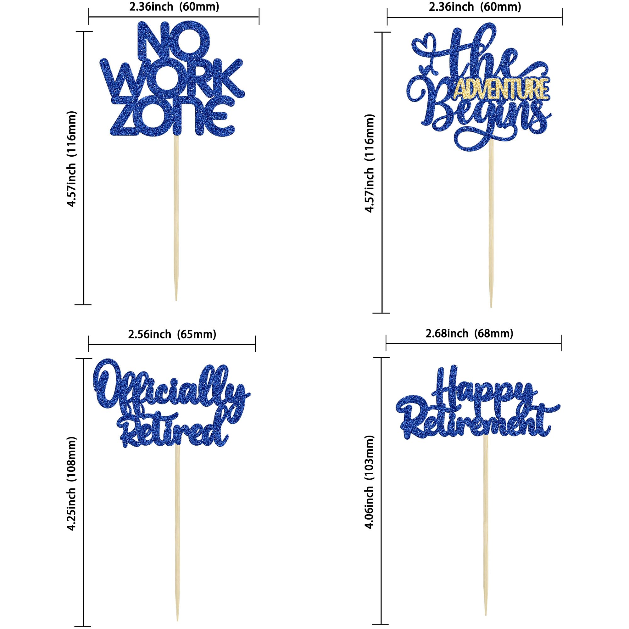 24Pcs Officially Retired Cupcake Toppers - Happy Retirement Cake Decorations, No Work Zone & Adventure Begins Theme for Farewell Parties, Birthday Celebrations (Dark Blue) - Perfect for Retirement Cakes, Office Goodbye Parties & Milestone Celebrations