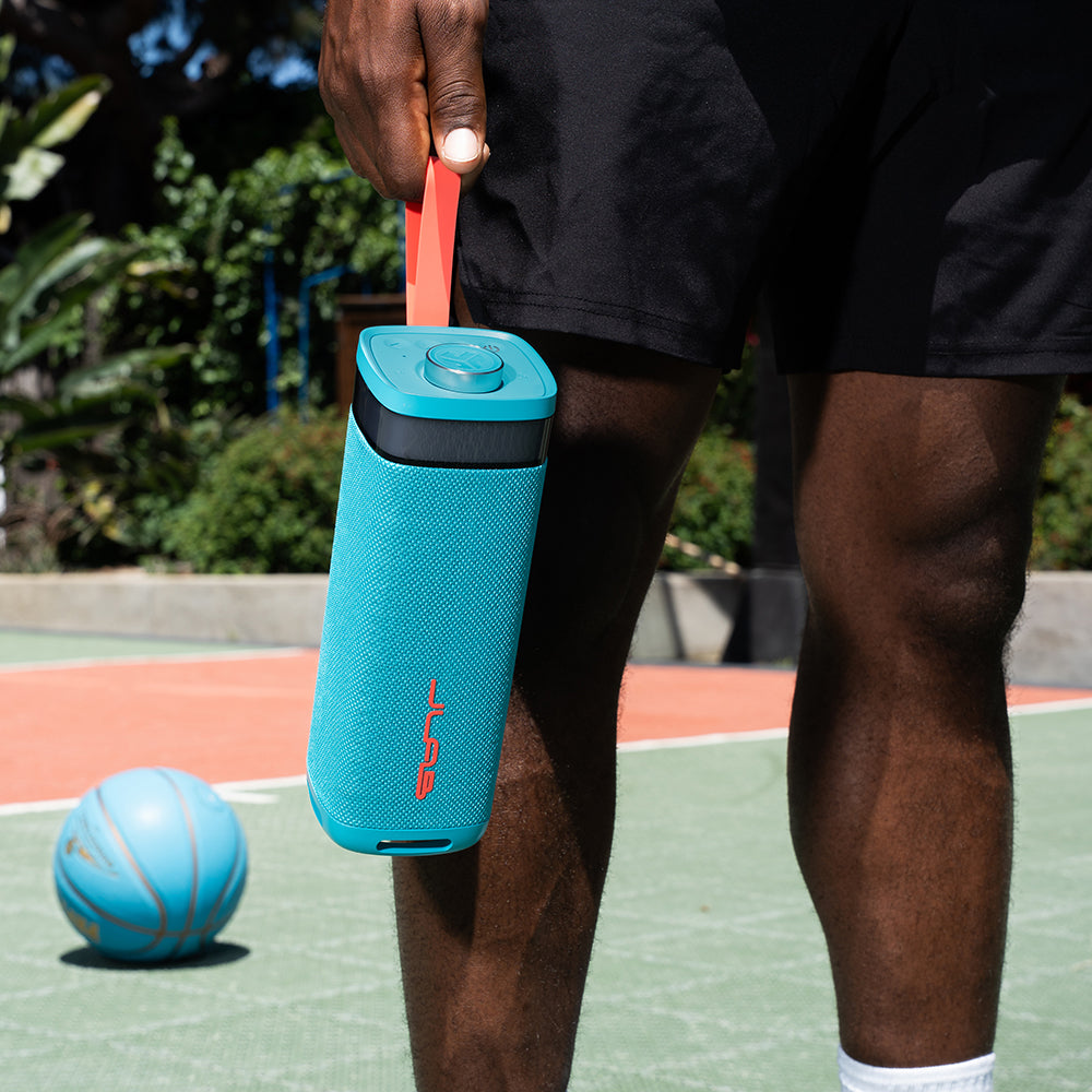JBuds Party Portable Bluetooth Speaker - Wireless Outdoor Speaker with 12H Playtime, IPX5 Waterproof, Rich Bass - Perfect for Beach, Pool, Camping & Travel (Cyan)