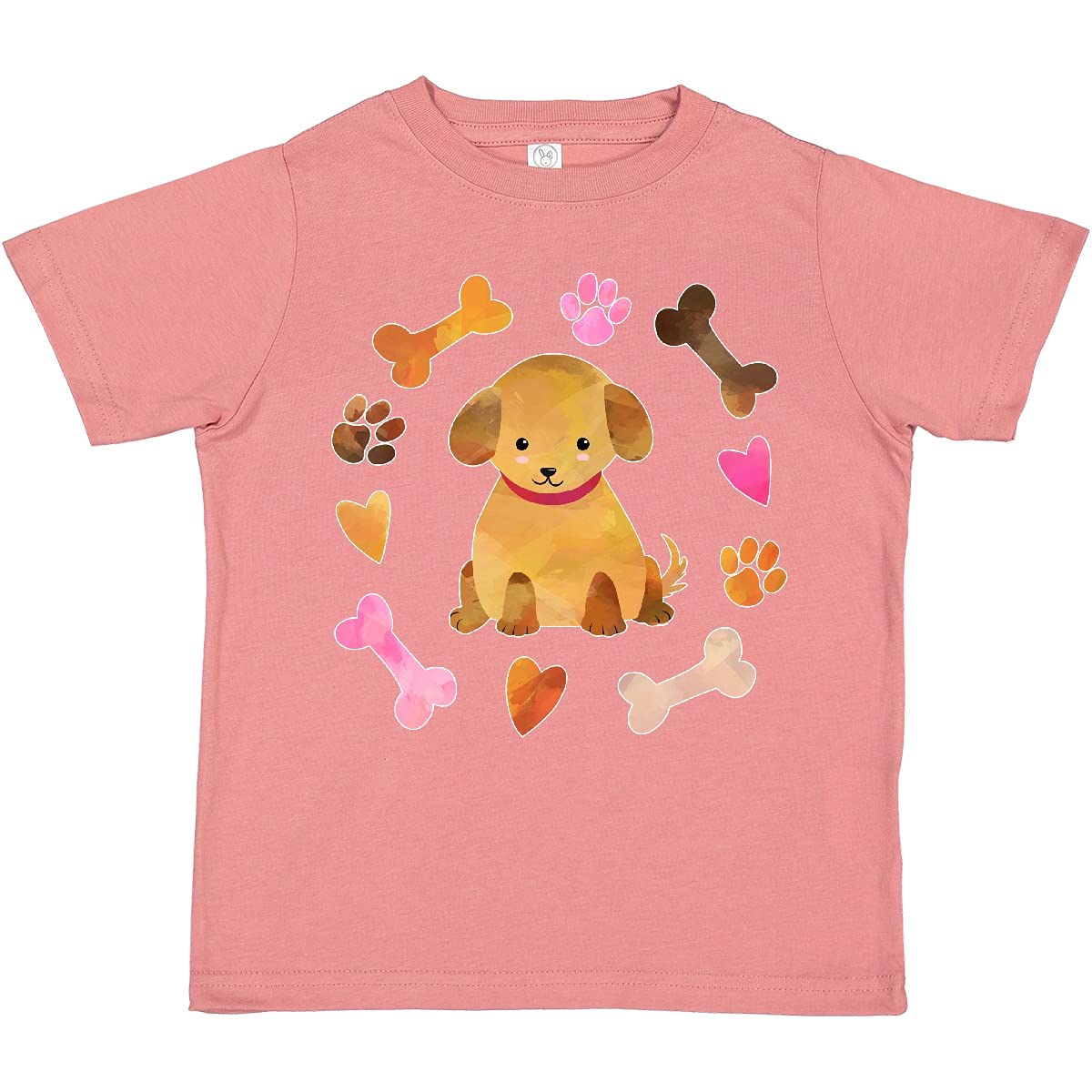 Inktastic Cute Puppy Valentine with Hearts and Bones Toddler T-Shirt - Adorable Dog Lover Outfit for Kids, Valentine's Day Gift, Birthday Present, Casual Wear for Boys & Girls