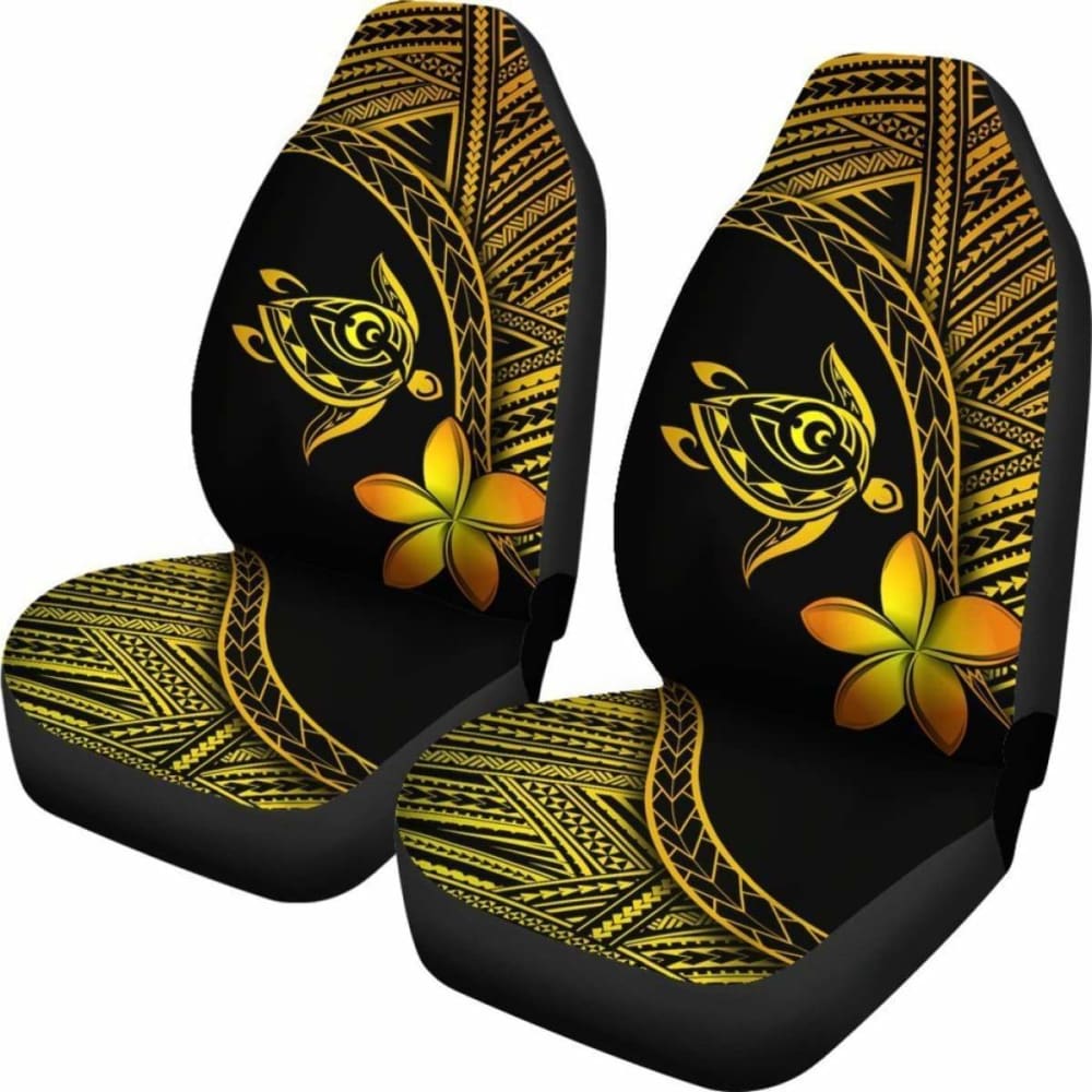 Premium Alohawaii Car Seat Covers - Hawaiian Turtle & Plumeria Yellow Design - Universal Fit for Cars, SUVs & Trucks - Perfect for Beach Trips, Summer Drives & Tropical-Themed Vehicles