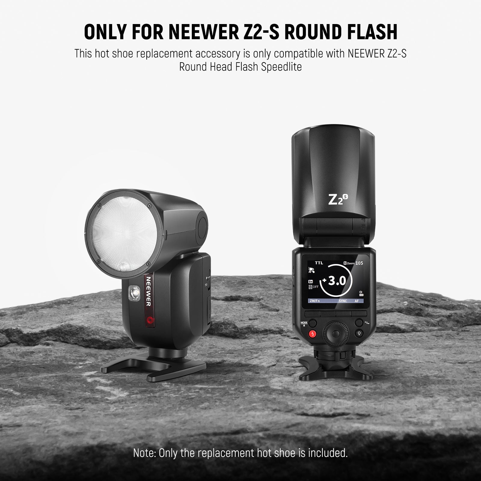 NEEWER Hot Shoe Replacement for Z2 S Round Head Flash Speedlite - Compatible with DSLR & Mirrorless Cameras - Perfect for Photography, Studio Lighting & On-Location Shoots