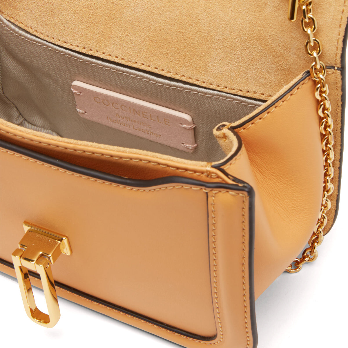 Coccinelle Marvin Twist Apricot Mini Crossbody Bag - Stylish Leather Purse for Women, L3F120101, Perfect for Everyday Use & Travel Accessories