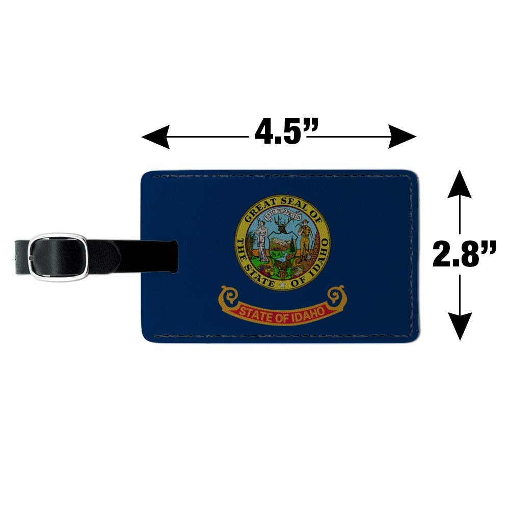 Idaho State Flag Leather Luggage Tag - Personalized Rectangle Suitcase ID Tag for Travel, Carry-On Bags & Backpacks - Durable Leather Name Tag for Identification and Style