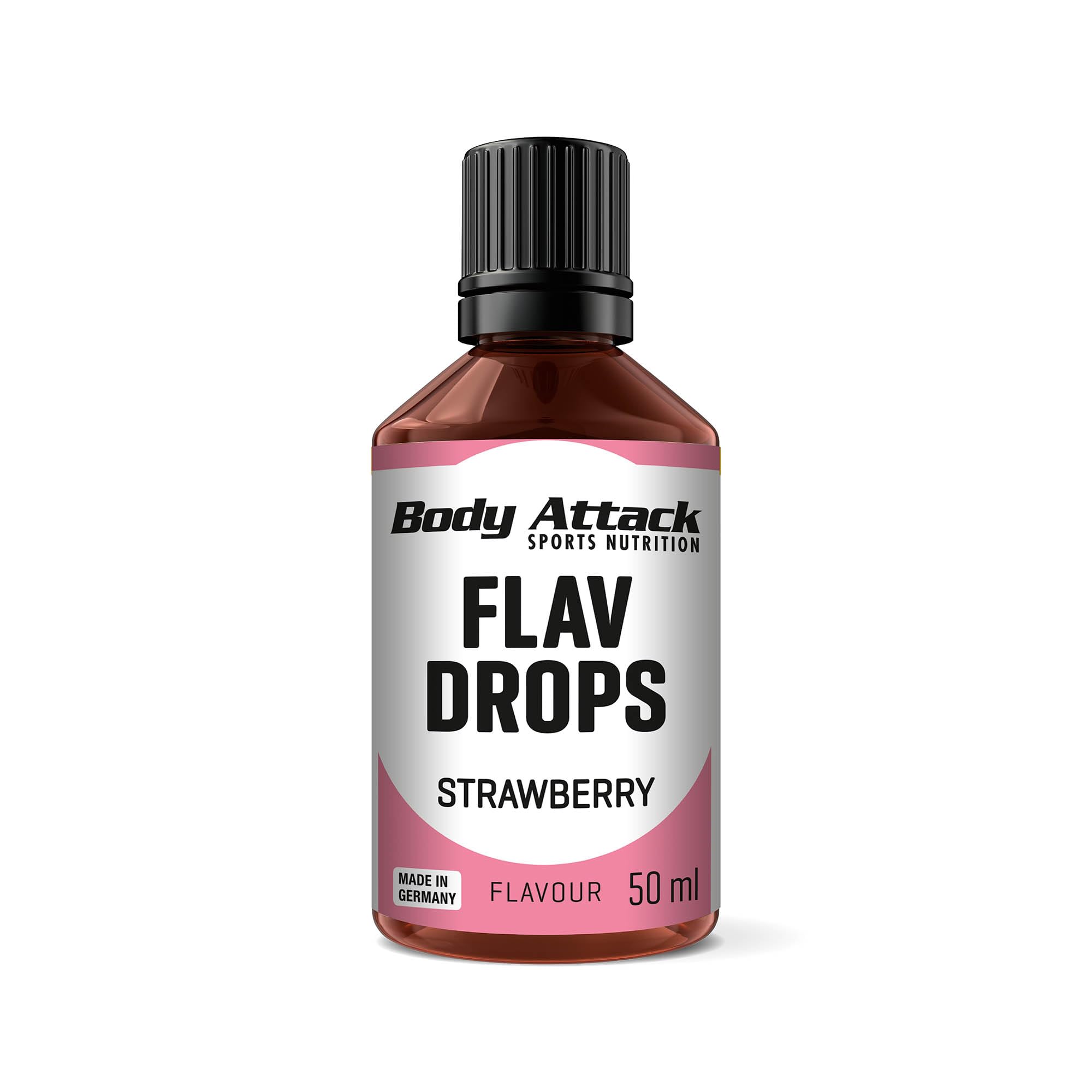 Body Attack Aroma Flav Drops Strawberry 50ml - Natural Flavor Enhancer for Water & Tea - Perfect for Gym, Workout & Healthy Lifestyle