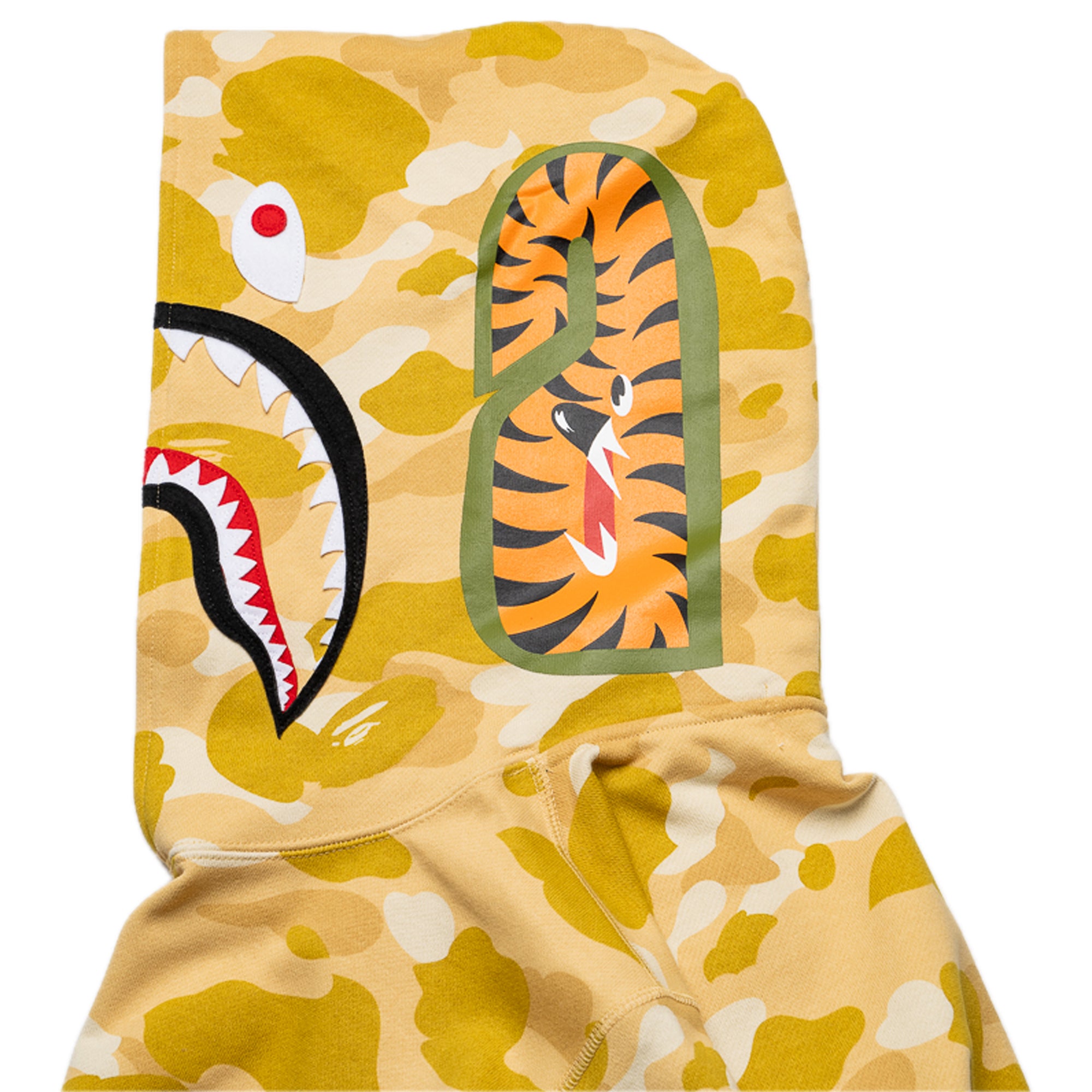 BAPE Color Camo Shark Full-Zip Hoodie Sweatshirt for Men - Yellow | Streetwear Fashion, Urban Style, Casual Wear for Daily Outfits & Hip-Hop Culture