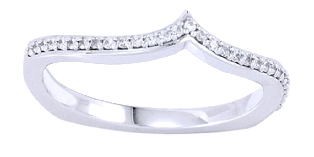 14K Solid Gold Round White Natural Diamond V Band Ring (0.08 Cttw) - Perfect for Engagement, Wedding, Anniversary & Everyday Elegance