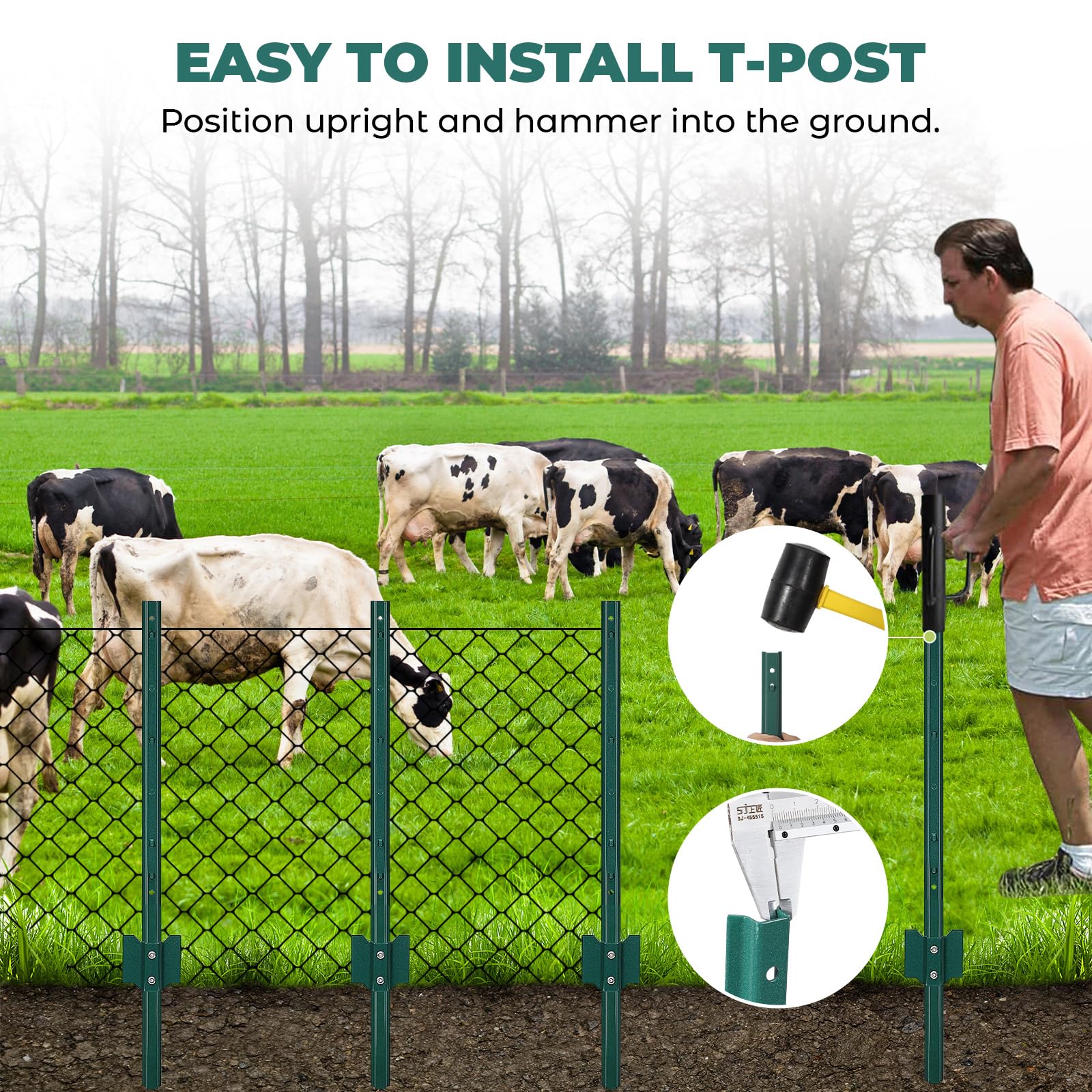 GARVEE 3FT Heavy Duty Metal U Post Fence Stakes - 12 Pack Rust Resistant Garden & Yard Posts for Fences, Plants & Signs - Easy Hammer Installation - Perfect for Garden Fencing, Vine Support, and Signage Installation