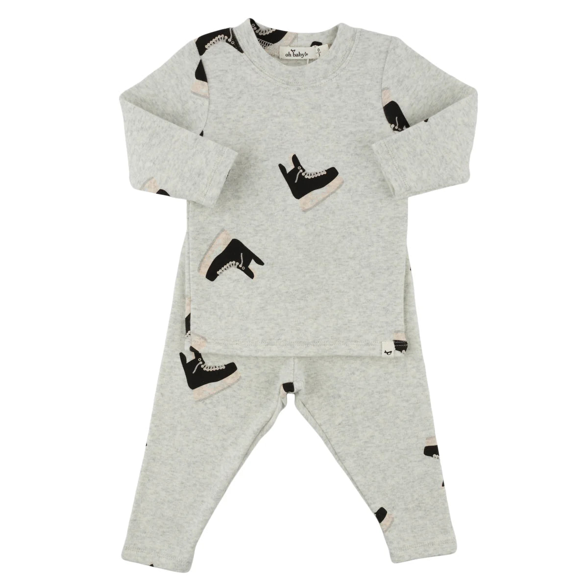 Oh Baby Hockey Terry Applique Bodysuit in Heather Gray - Soft & Comfortable Infant Onesie for Hockey Fans, Perfect for Game Day & Playtime