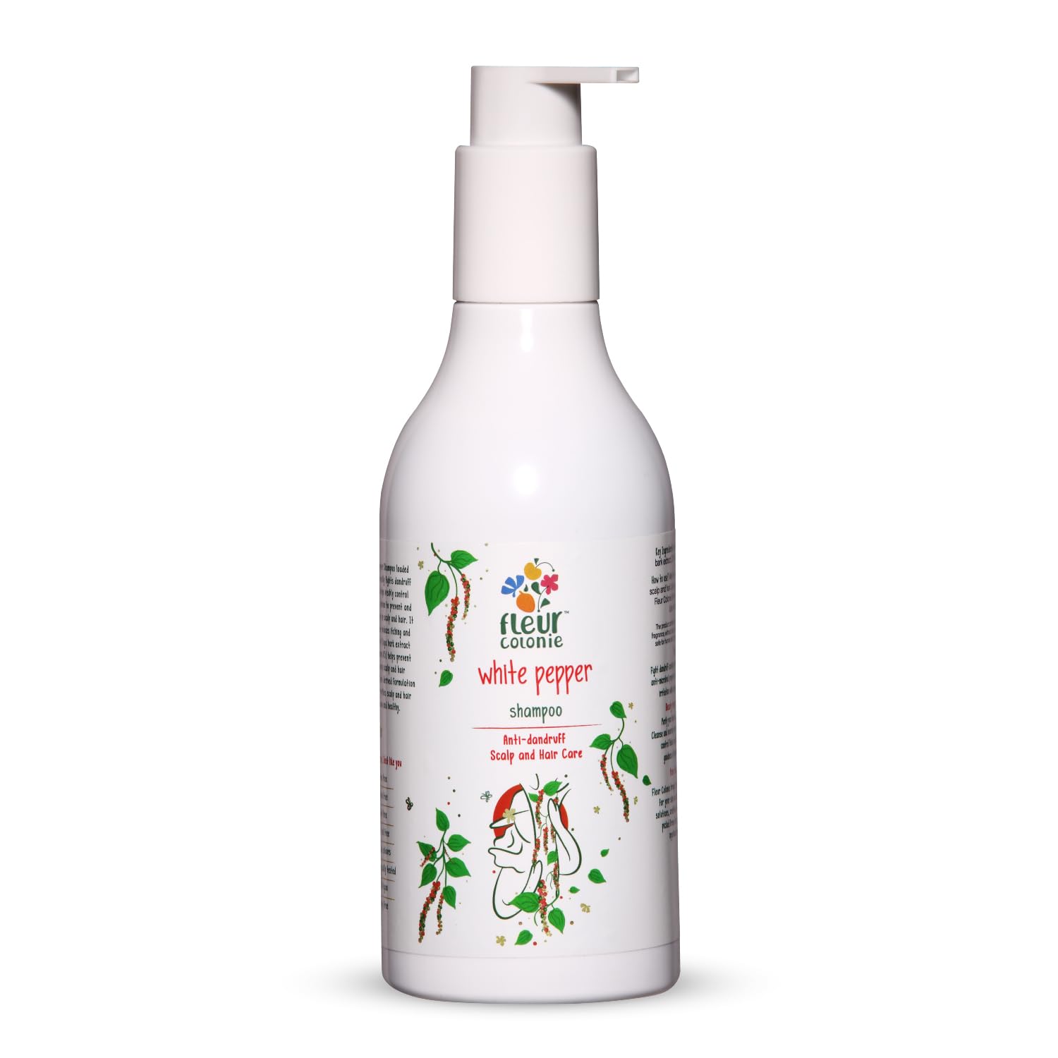 FLEUR COLONIE Anti Dandruff Dog Shampoo with White Pepper & Inga Bark Extract - Itchy Scalp Relief, Hair Repair for Dogs - 300ml - Perfect for Bathing & Grooming Pets with Sensitive Skin