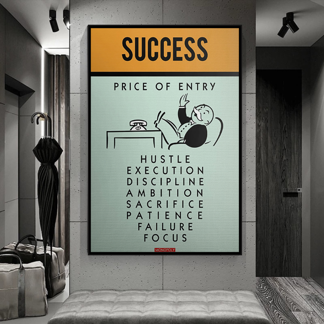 Alec Monopoly Success Price of Entry Playing Card Canvas Wall Art - Pop Art Home Decor for Living Room, Office & Game Room