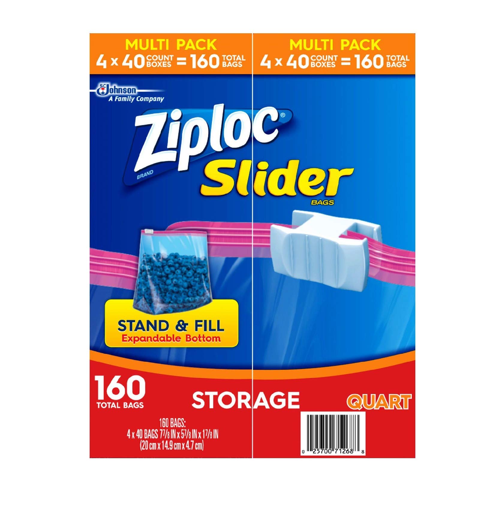 Ziploc Slider Storage Bags, Quart Size (160 Count) - Airtight Food Storage Bags for Meal Prep, Freezer Storage & Organization | Bulk Pack for Home & Kitchen Use