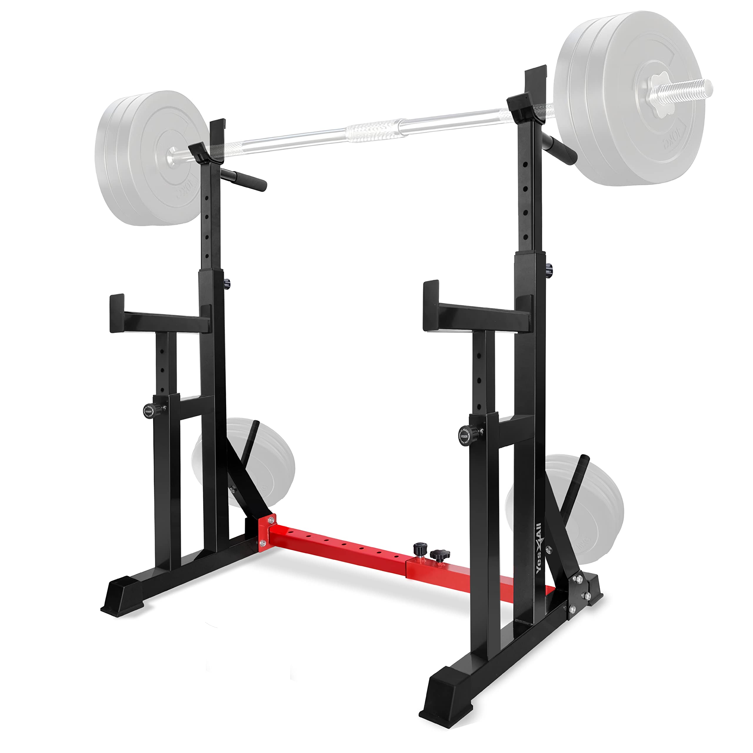 Yes4All Adjustable Squat Rack for Home Gym - 600LB Capacity Barbell Stand with Dip Bars, Bench Press & Weight Plate Storage | Perfect for Strength Training, CrossFit & Home Workouts