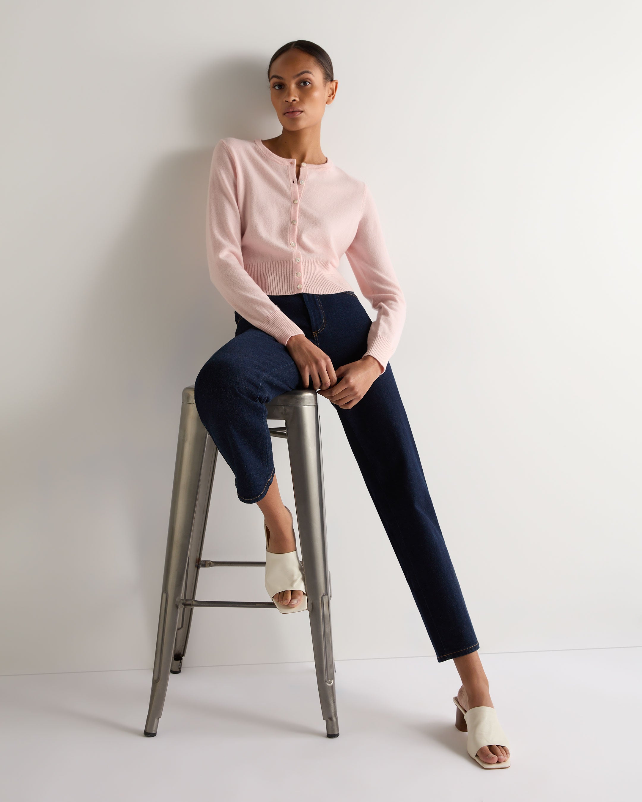 Women's Ivy Cropped Cashmere Cardigan - Soft Blossom Pink Sweater for Fall & Winter | Cozy Office Wear & Casual Outfits