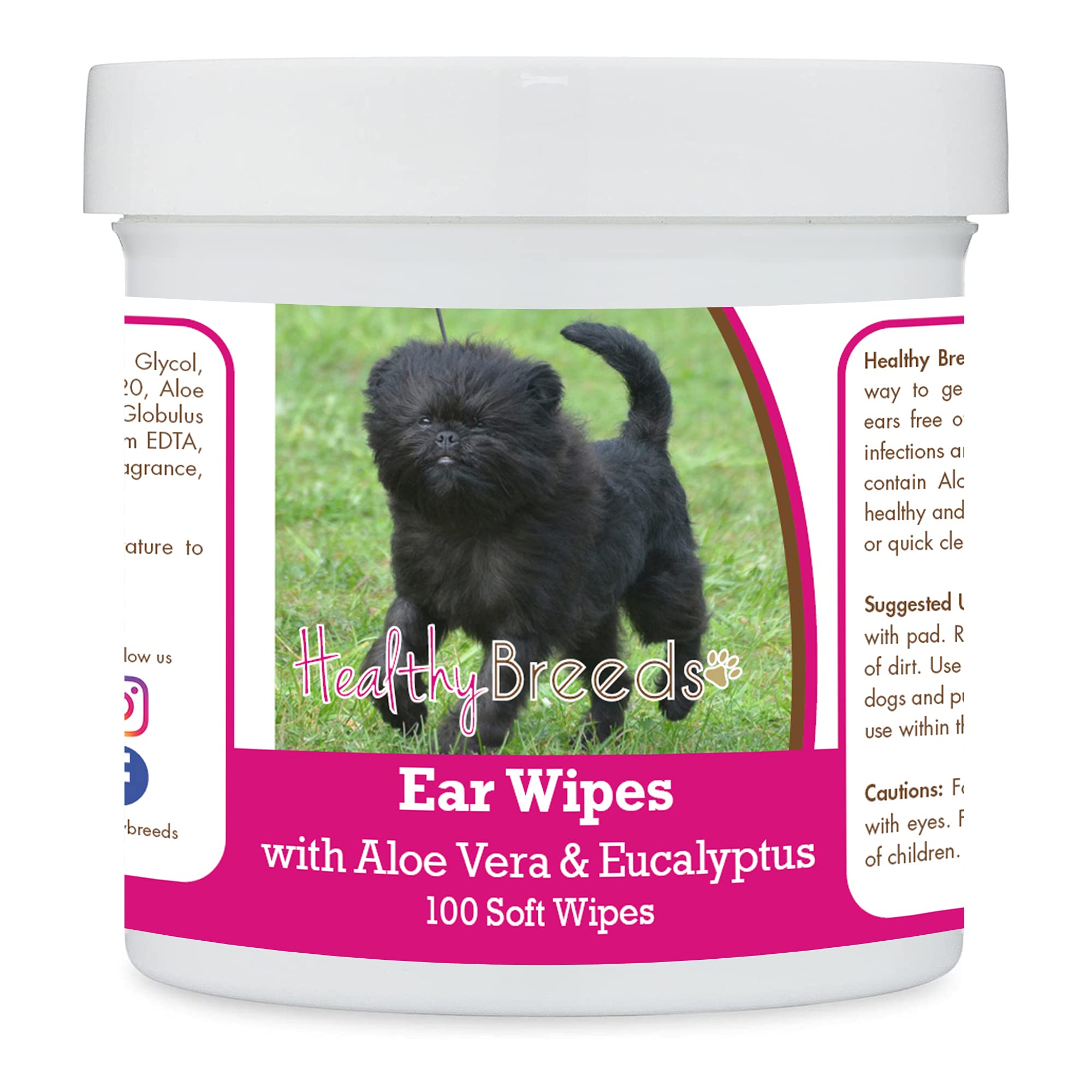 Healthy Breeds Affenpinscher Dog Ear Cleaning Wipes - 100 Count with Aloe Vera & Eucalyptus for Gentle Cleaning | Prevent Ear Infections & Odor | Perfect for Regular Grooming & After Bath Care