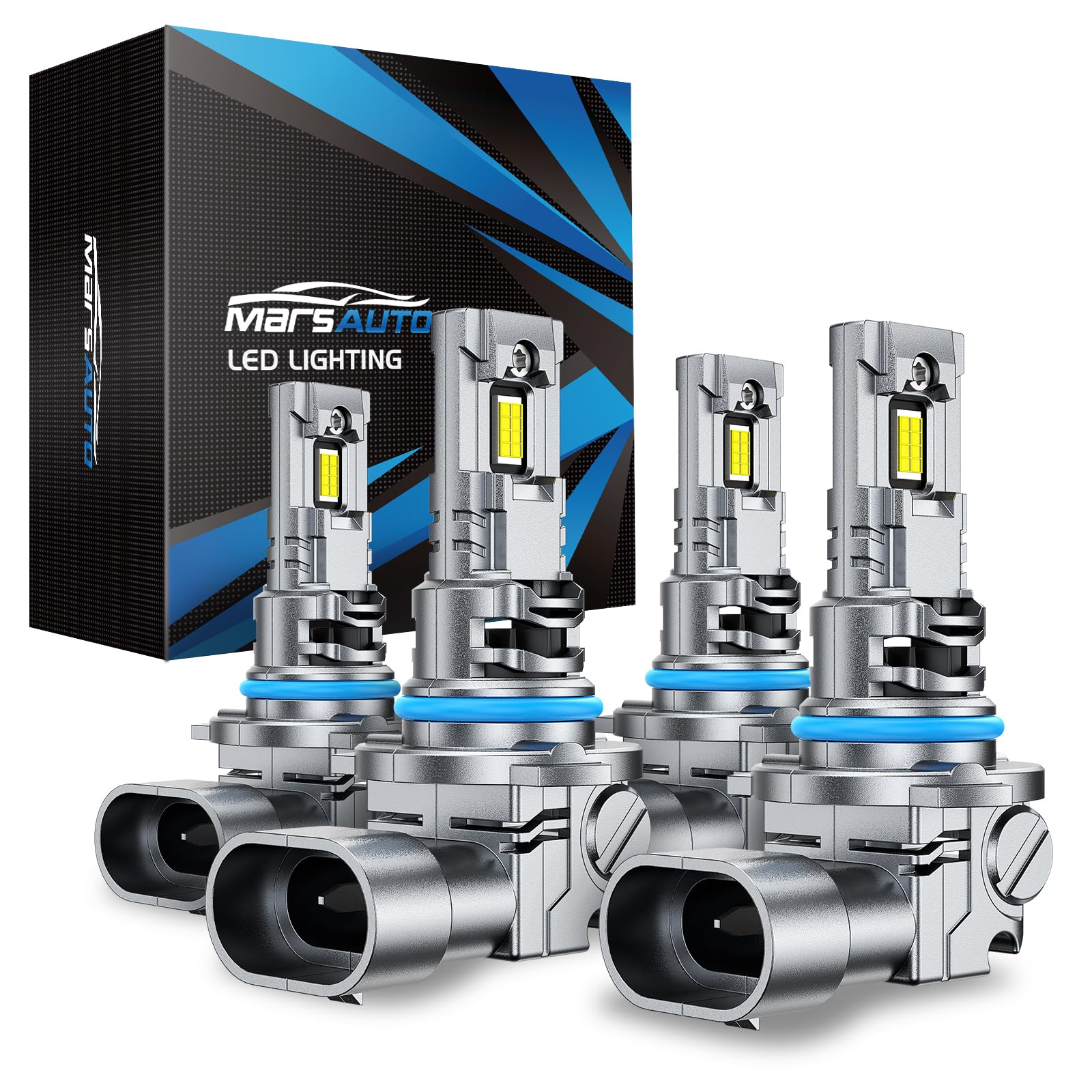 Marsauto 9005/HB3 9006/HB4 LED Headlight Bulbs - Super Bright 6500K Cool White, 50,000 Hours Lifespan, Plug & Play in 5 Mins, Turbo Fan Cooling, No Polarity - Perfect for Fog Lights & Night Driving (Pack of 4)