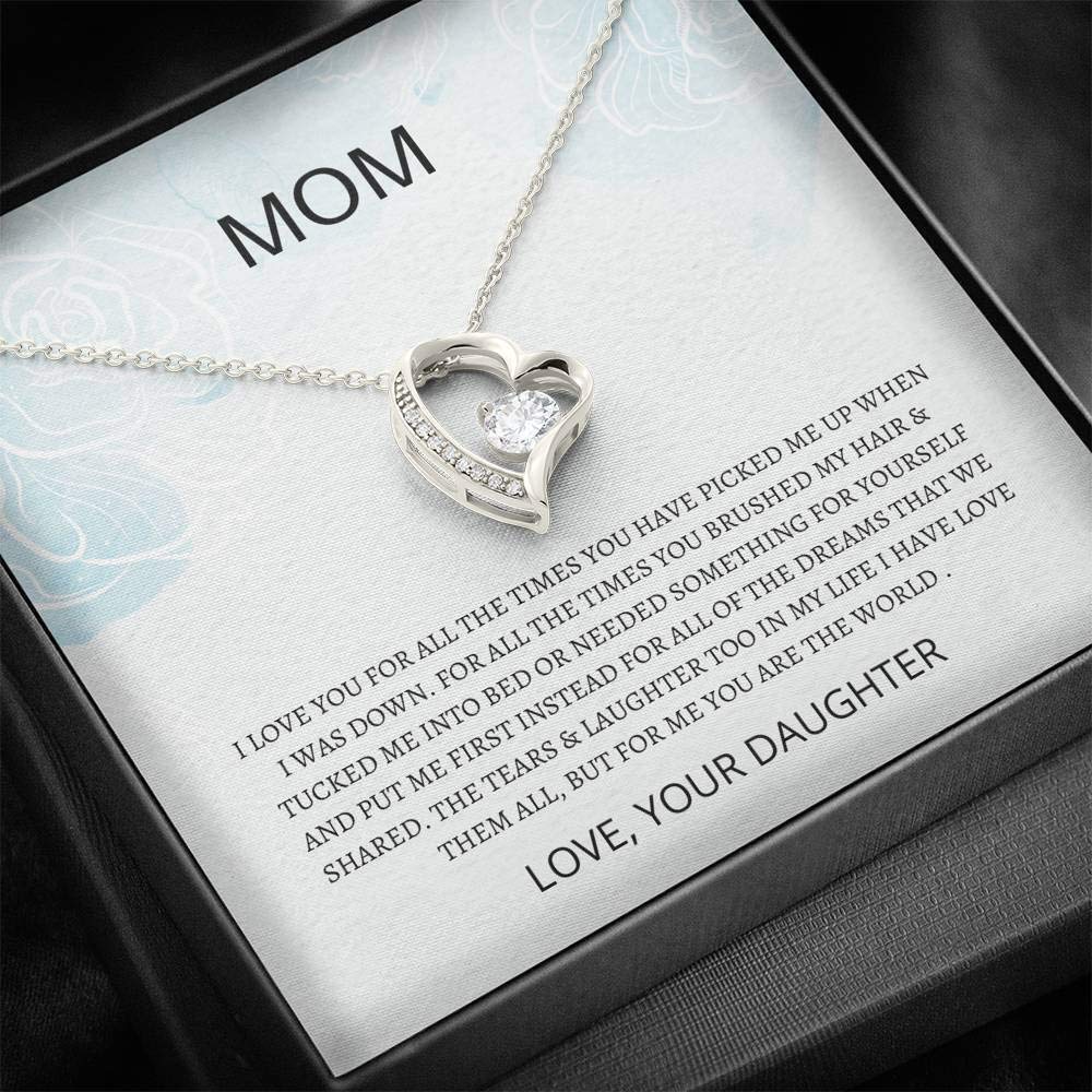 Forever Love Necklace for Mom - Heartfelt Mother's Day Gift from Daughter, Sterling Silver Mom Jewelry with Gift Card | Perfect for Birthday, Anniversary & Special Occasions