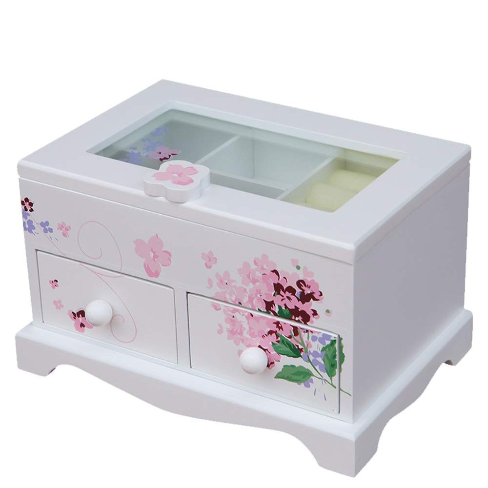 Wooden Jewelry Storage Box with 2 Drawers - Elegant White Jewelry Organizer for Women & Girls | Perfect Gift for Birthdays, Anniversaries & Home Decor