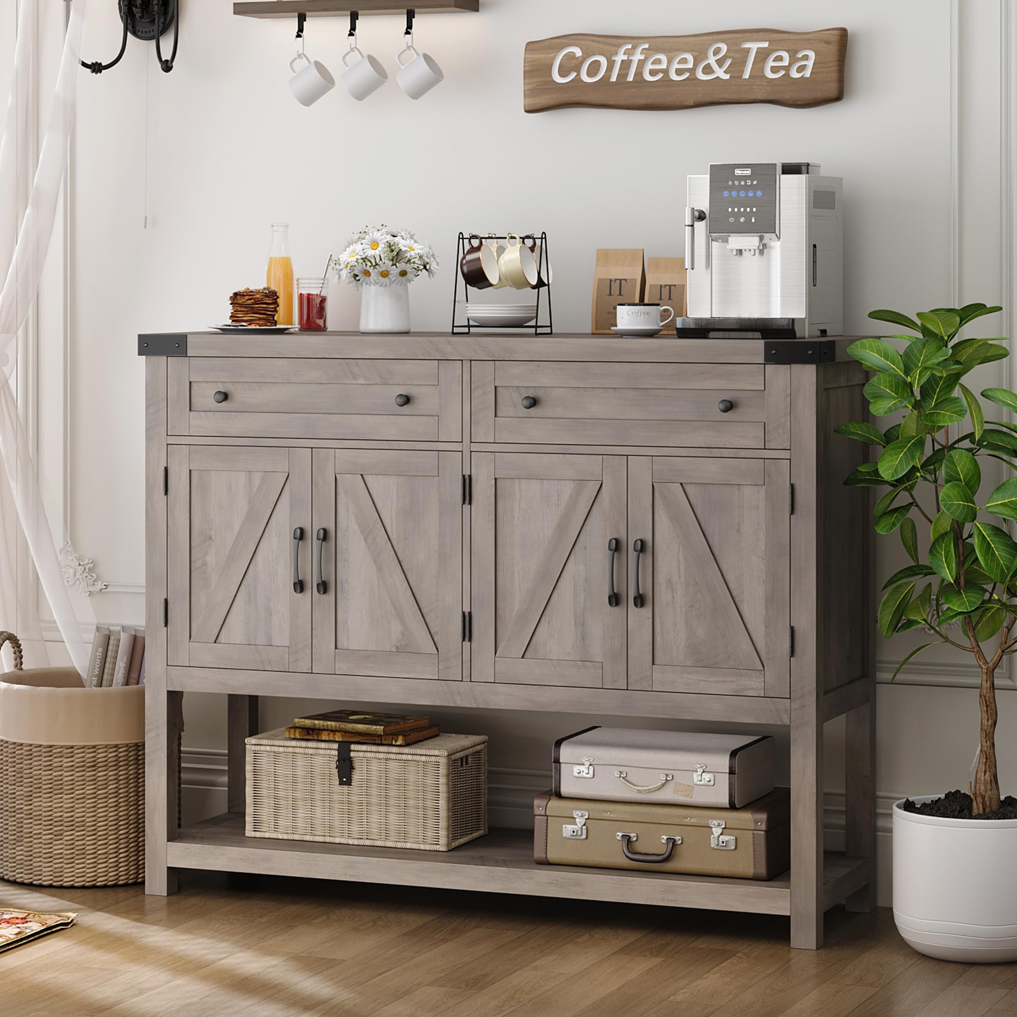 Modern Farmhouse Buffet Sideboard Cabinet - 47.2
