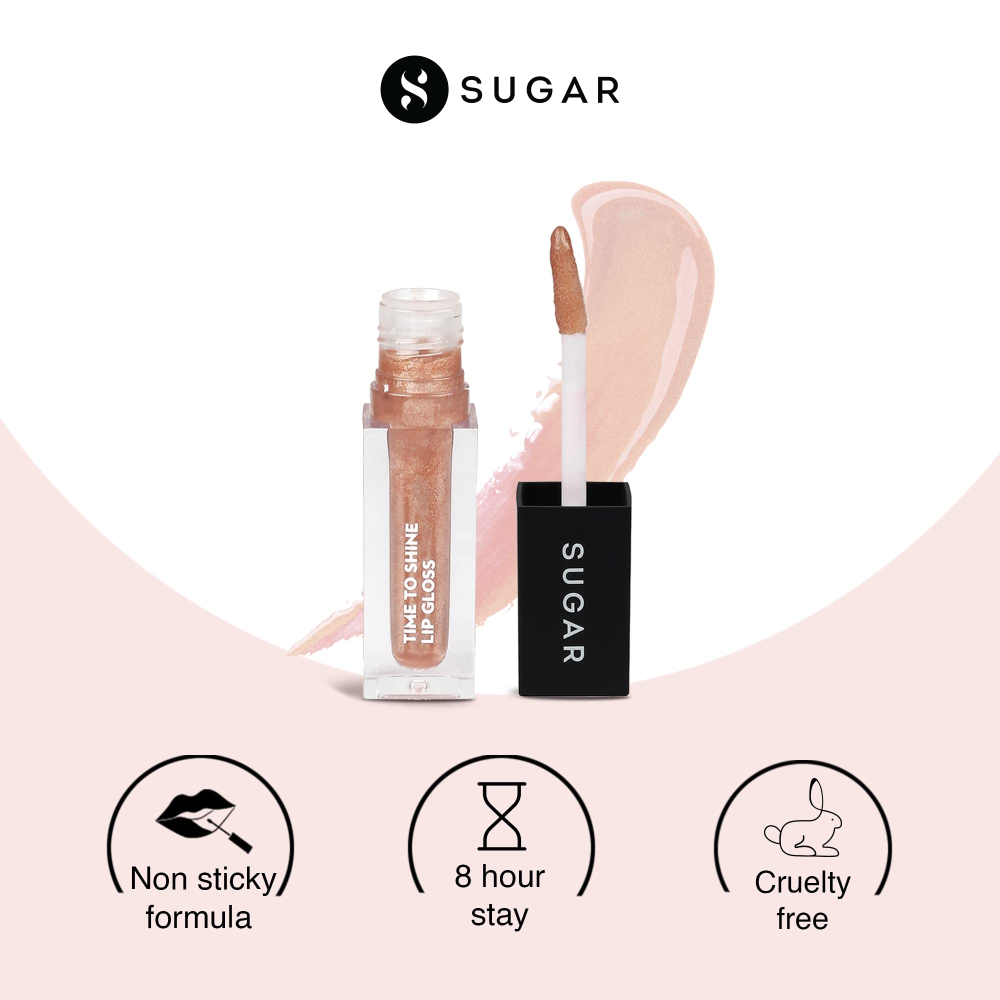 SUGAR Cosmetics Time To Shine Lip Gloss - 10 Princess Aurora (Golden Beige with Shimmer) - 4.5g High Shine Lip Gloss with Jojoba Oil - Perfect for Everyday Wear & Special Occasions