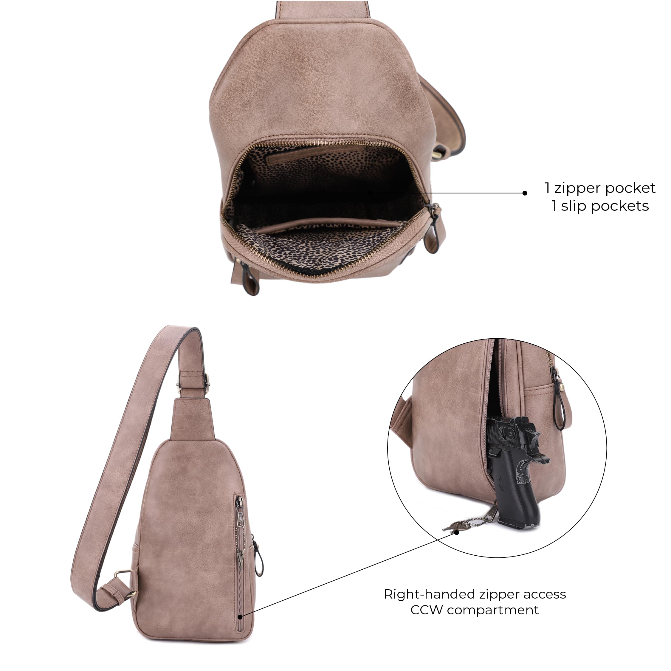 JESSIE & JAMES Jeannie Unisex Concealed Carry Sling Bag with Multiple Pockets - Crossbody Backpack Purse for Travel, Hiking & Everyday Use