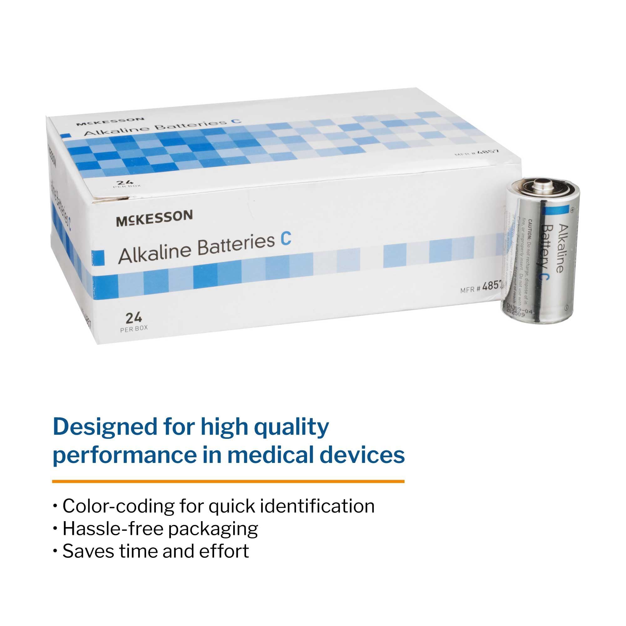 McKesson Alkaline C Cell Batteries - 1.5V, 24 Count (12 Packs, 288 Total) - Long-Lasting Power for Medical Devices, Flashlights & Emergency Kits - Disposable & Reliable Energy Solution