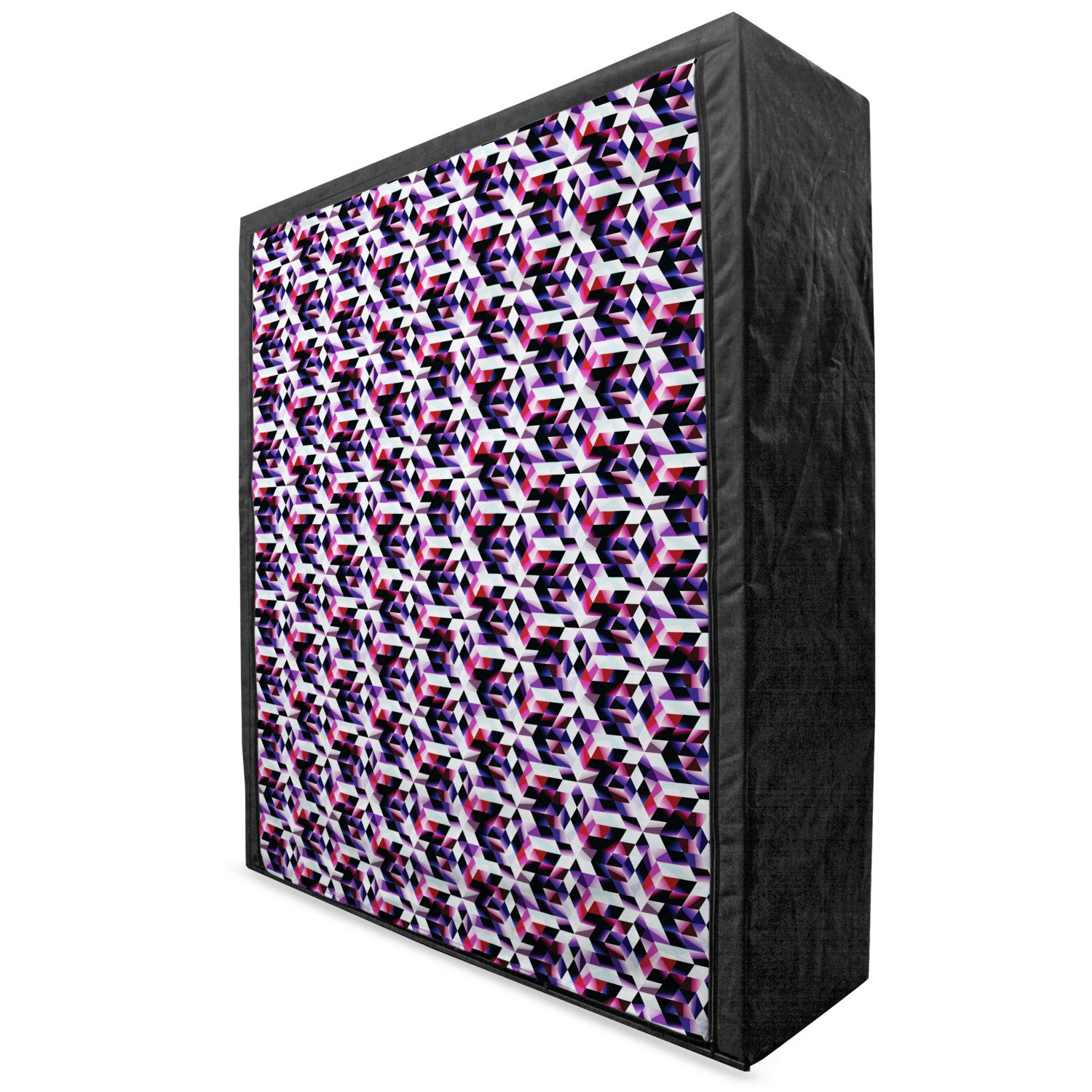 Ambesonne Modern Portable Fabric Wardrobe - Fractal Tech Structure Pattern Digital Grid Design in Vibrant Colors | 59