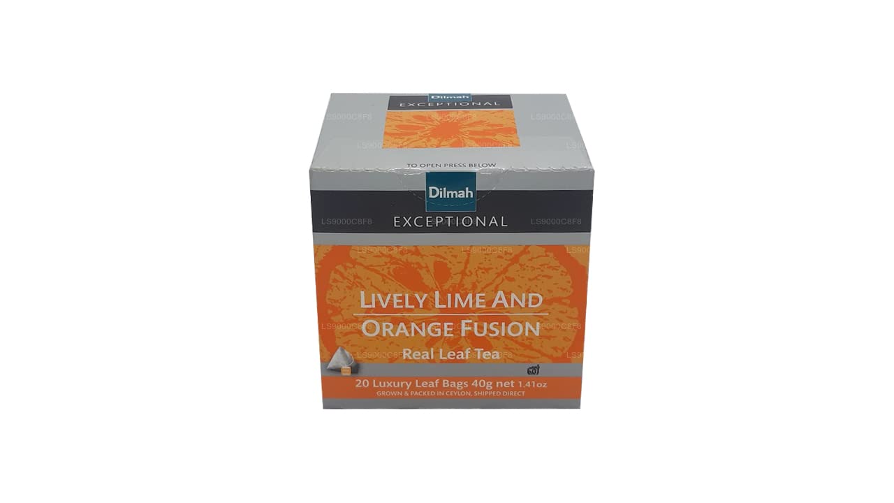 Dilmah Exceptional Lively Lime & Orange Fusion Tea - 20 Premium Ceylon Tea Bags in Luxury Leaf Sachets | Perfect for Afternoon Tea & Office Refreshment