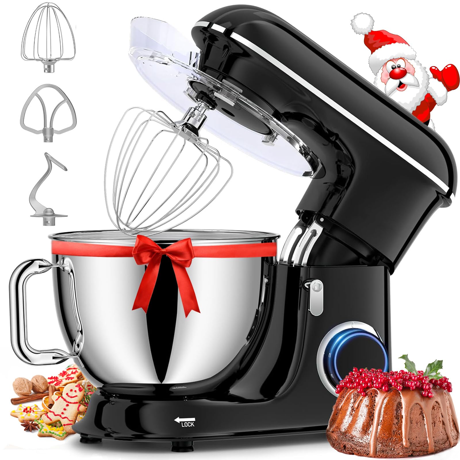 8.5Qt 660W Stand Mixer - 6-Speed Tilt-Head Electric Kitchen Mixer with Dough Hook, Whisk & Beater Attachments - Perfect for Baking Bread, Cookies, Cakes & Kneading Dough - Ideal for Home Bakers & Professional Kitchens