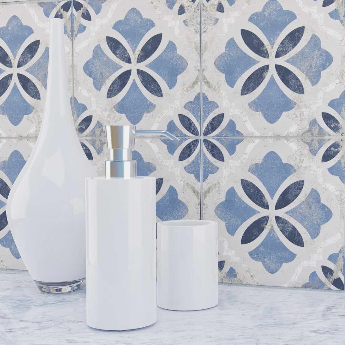 Vintage Patterned Ceramic Tile Monarch Blue 9x9 Inch - Perfect for Kitchen Backsplash, Bathroom Walls & DIY Home Decor Projects