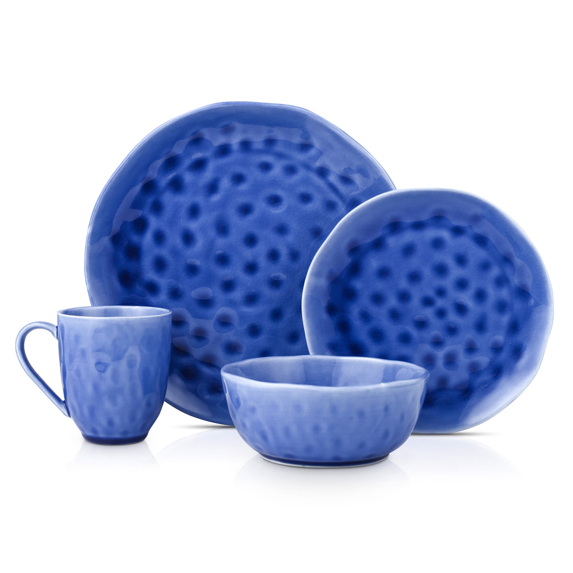 Constance Porcelain Dinnerware Set - Elegant Blue 16-Piece Dinnerware Set for Formal Dining, Entertaining & Special Occasions